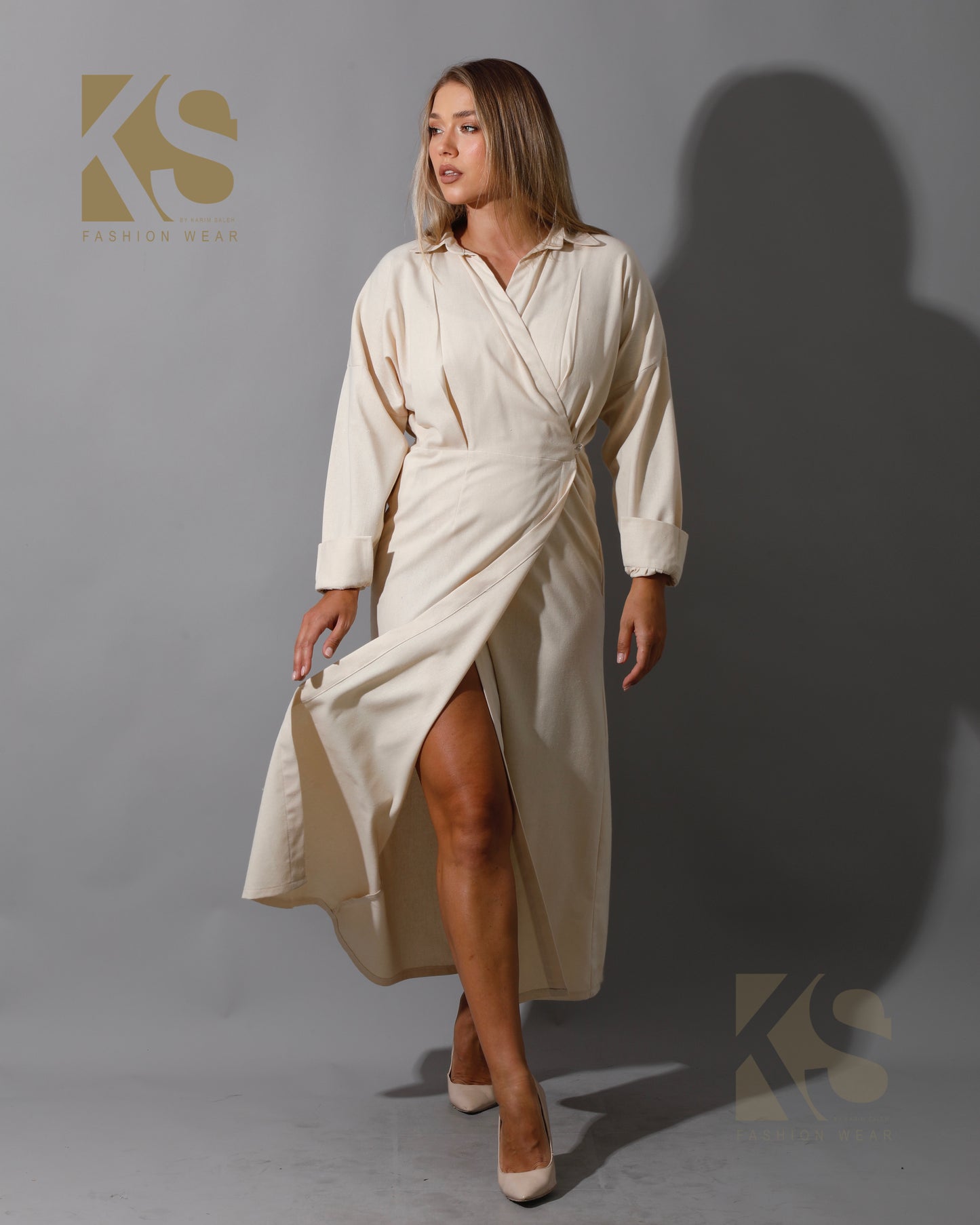 Wrapped Maxi Dress - Beige