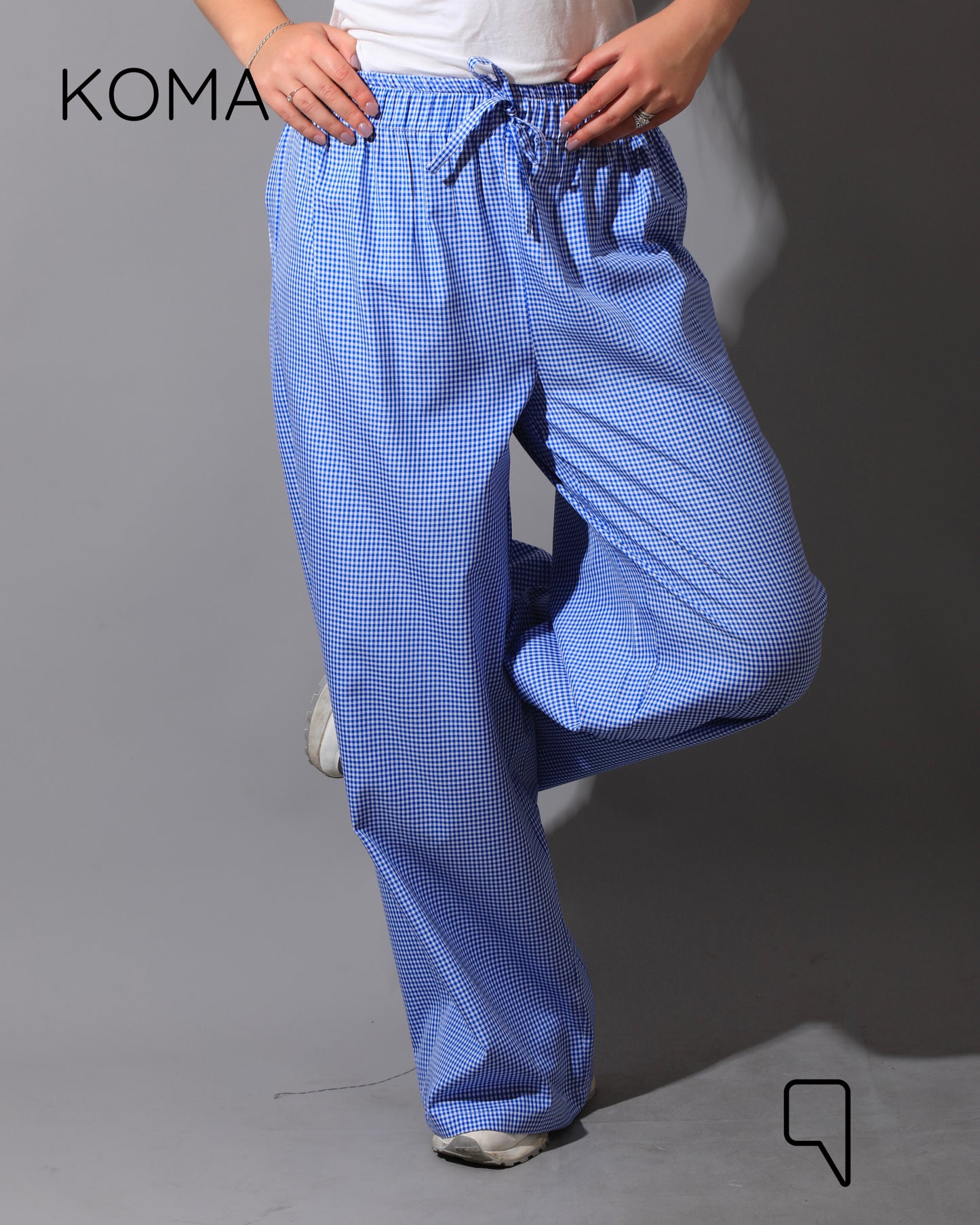 Plaid Straight Leg trousers - Plaid Baby Blue