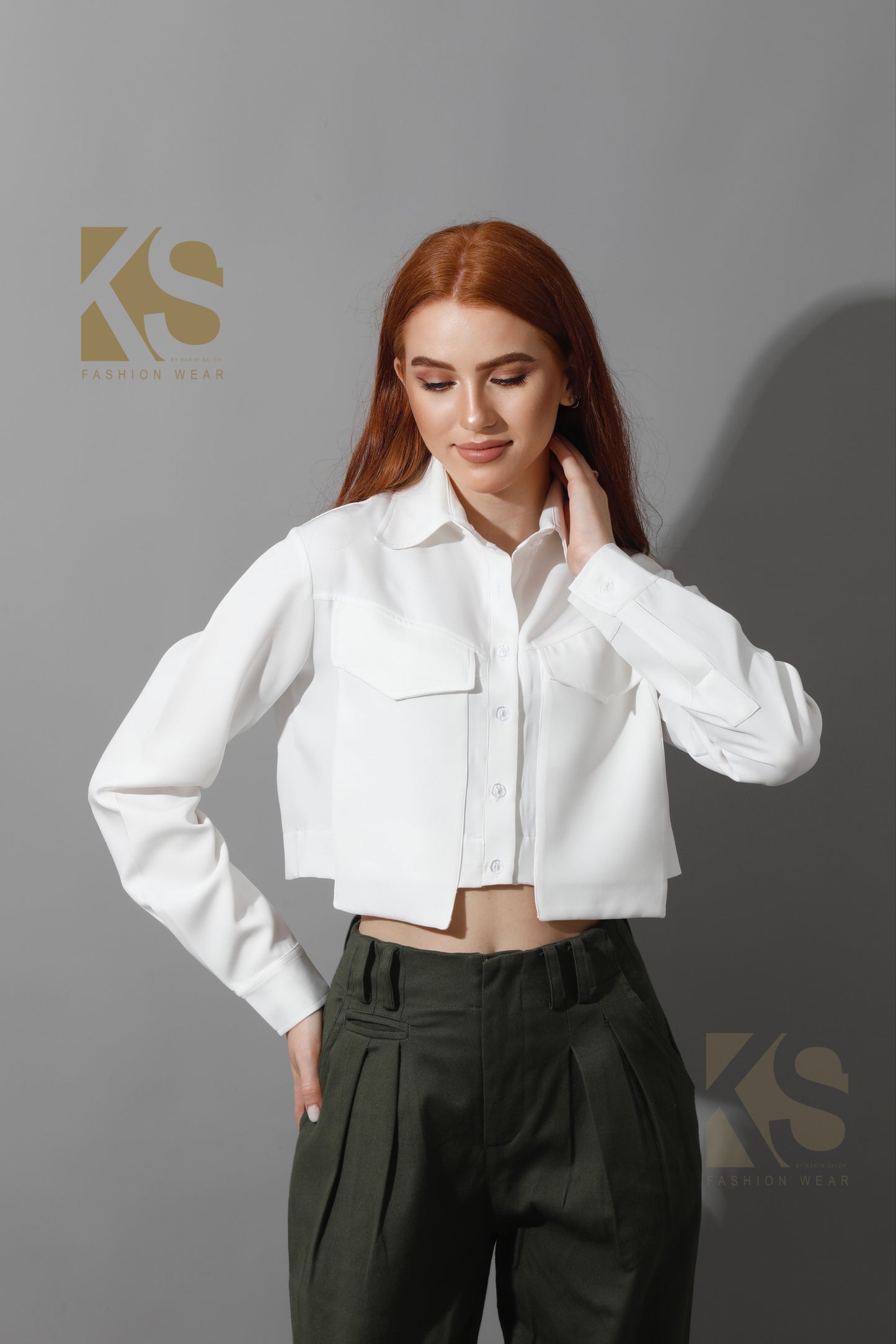 Pockets Cropped Shirt - White