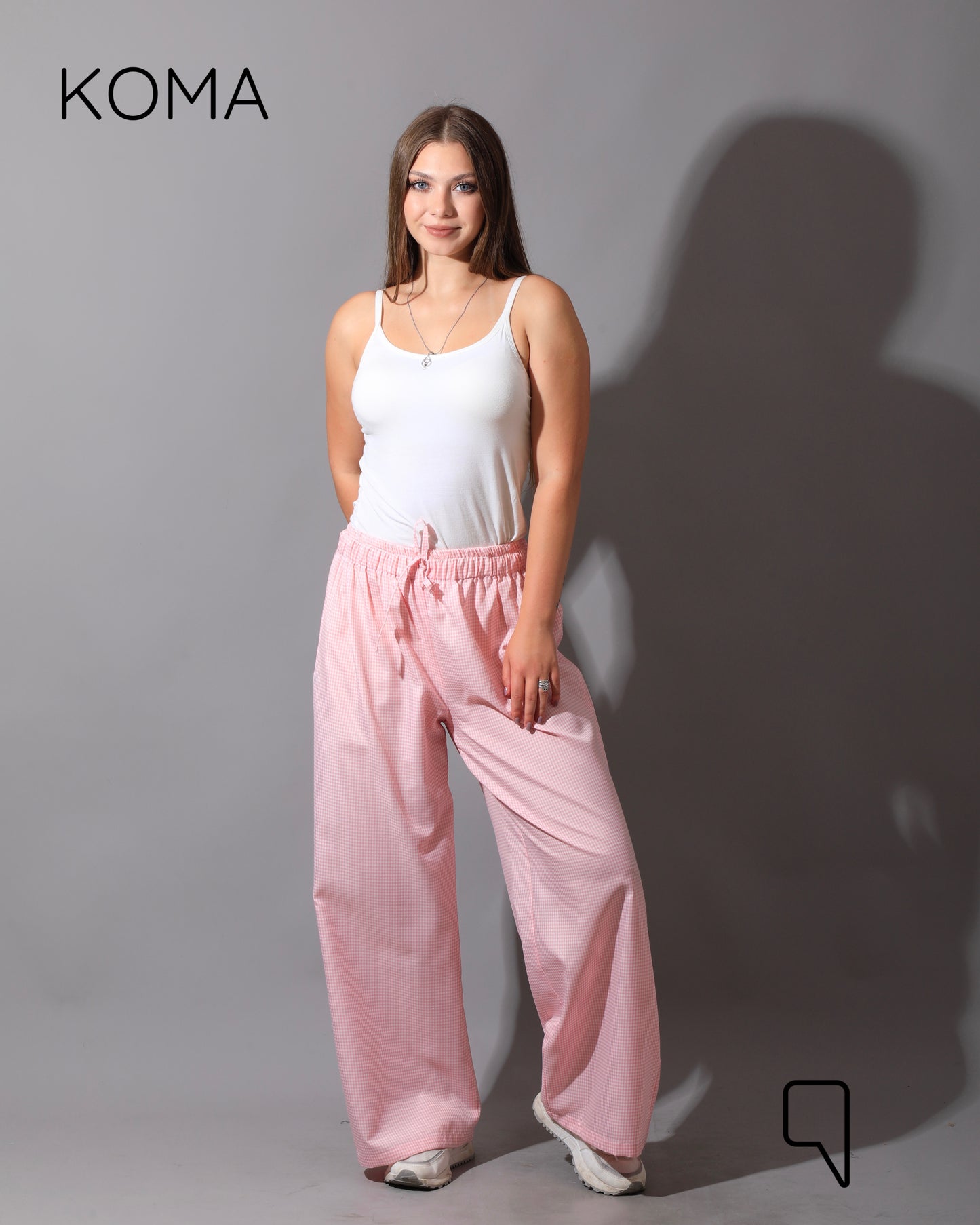 Plaid Straight Leg trousers - Plaid Pink