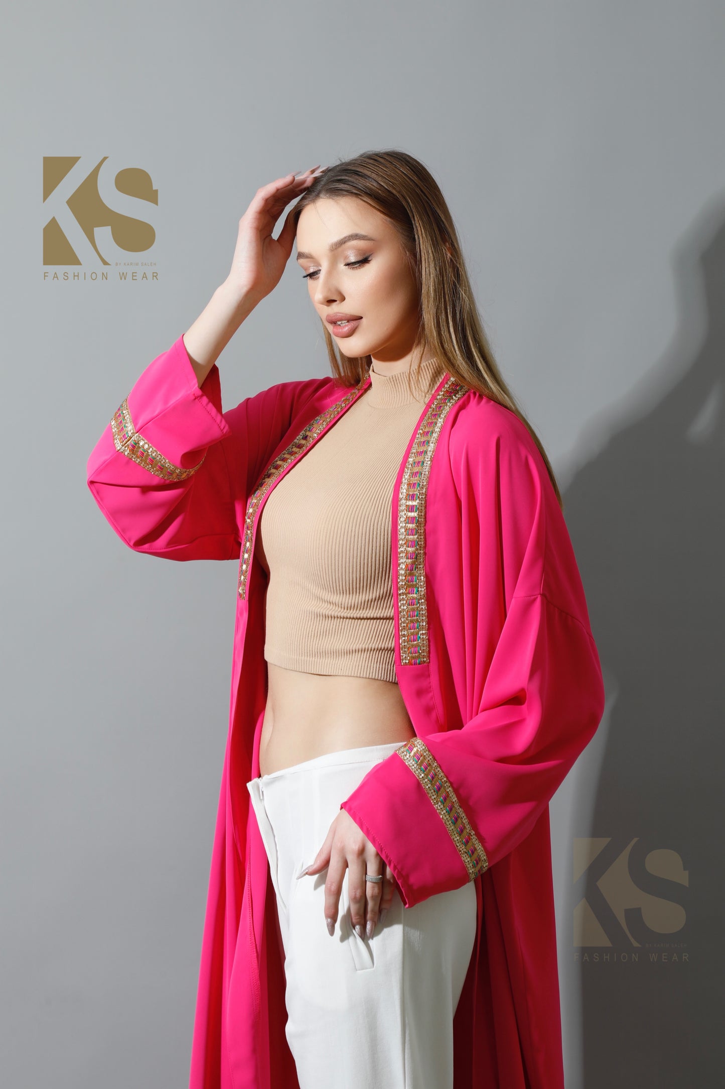 Long CBH Kaftan - Barbie Pink