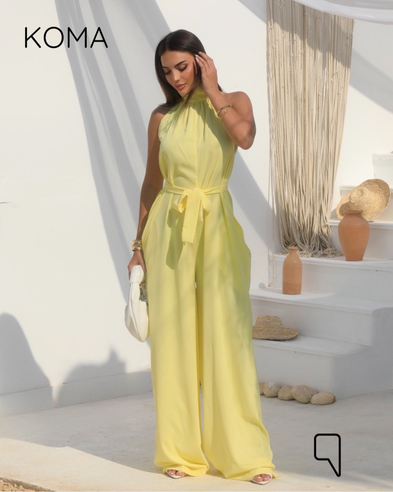 Georgie Sleeveless Wide Leg Jumpsuit - Beige