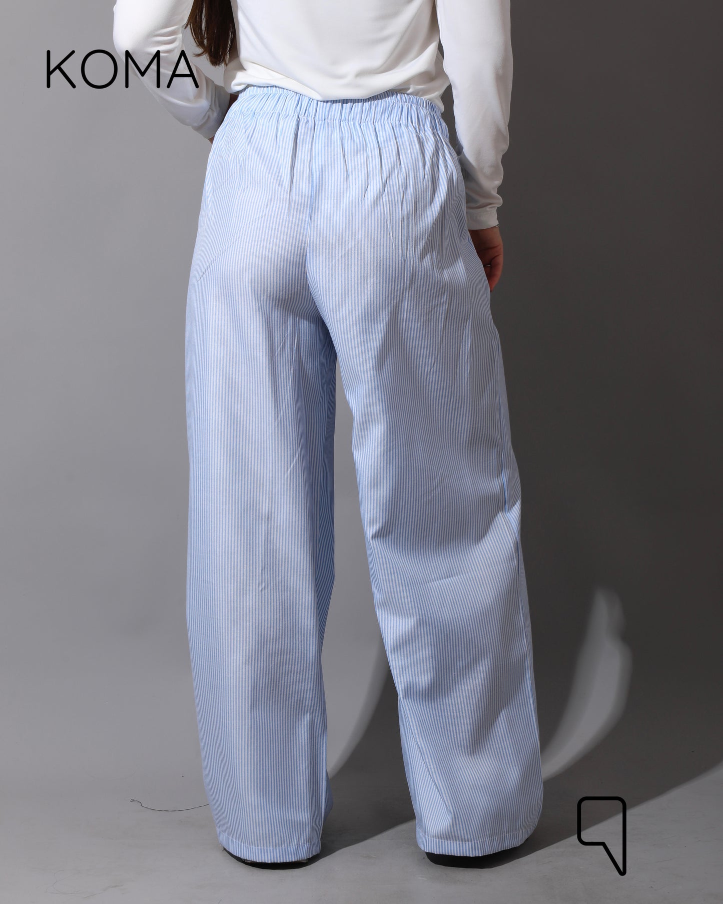 Striped Straight Leg trousers - Striped Baby Blue