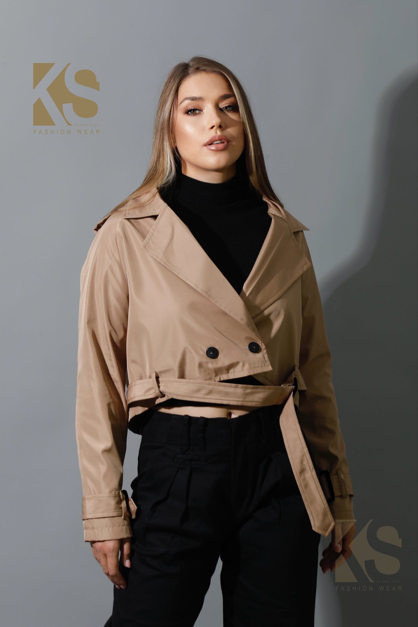 Double Breasted Trench Jacket - Beige