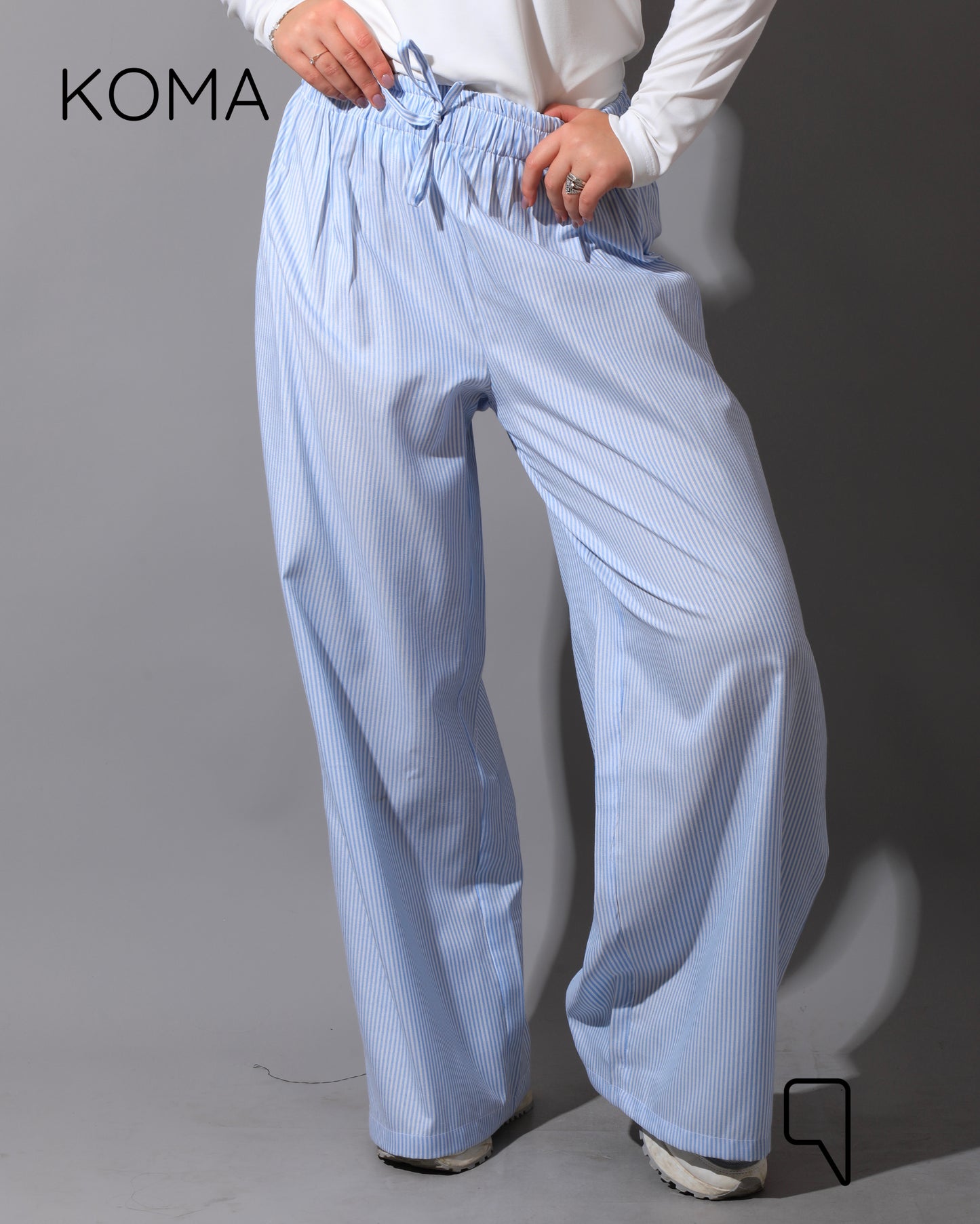 Striped Straight Leg trousers - Striped Baby Blue
