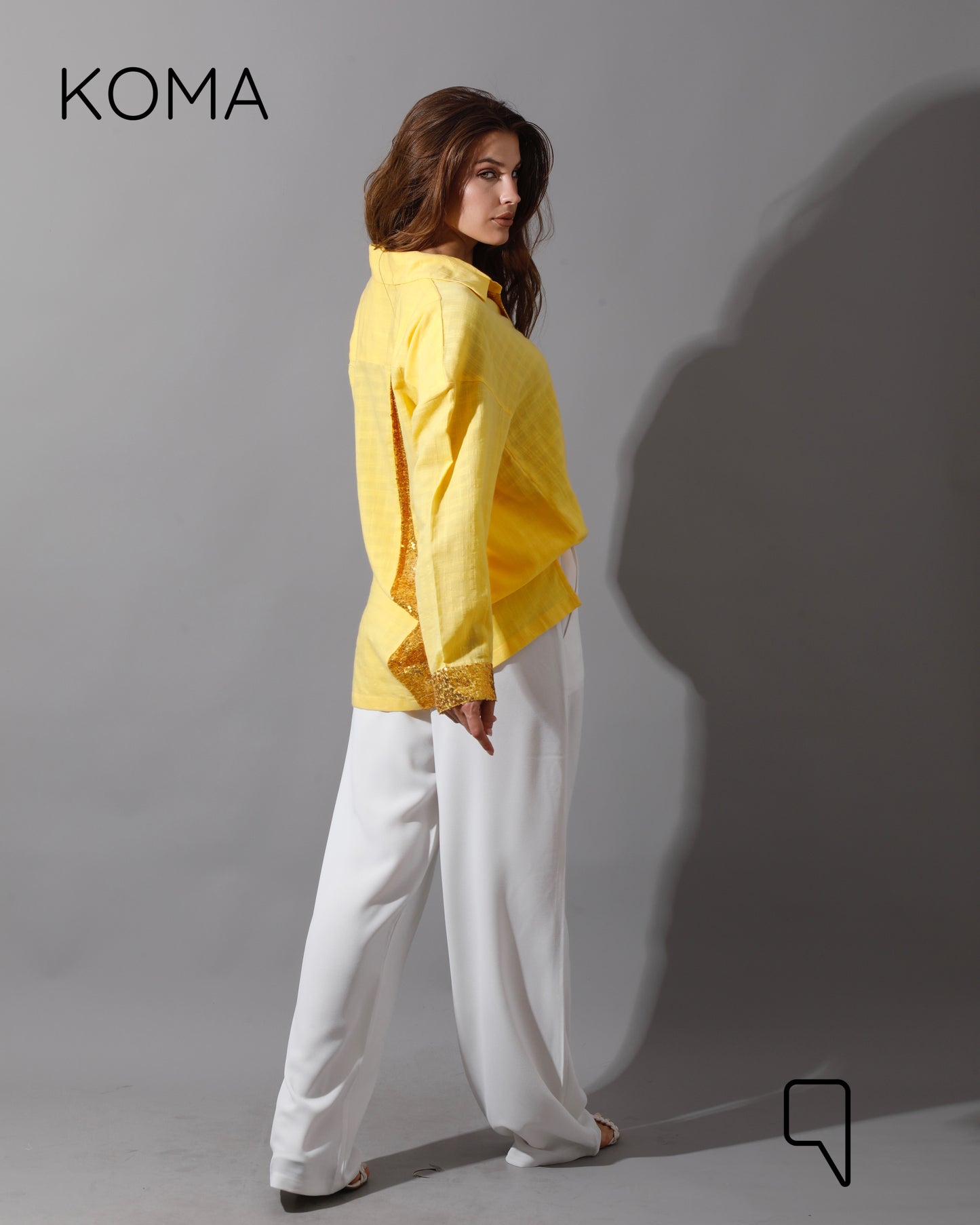 Glitter Long Sleeves Shirt - Yellow