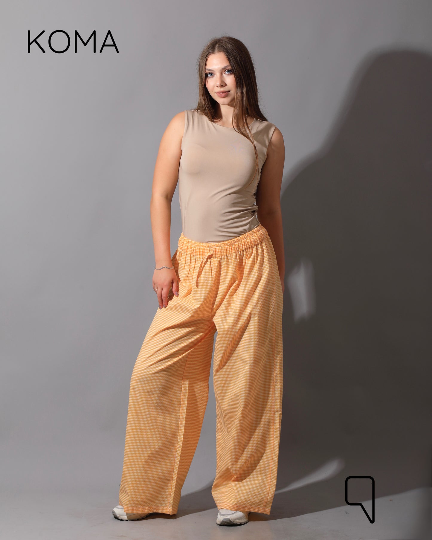 Plaid Straight Leg trousers - Plaid Yellow