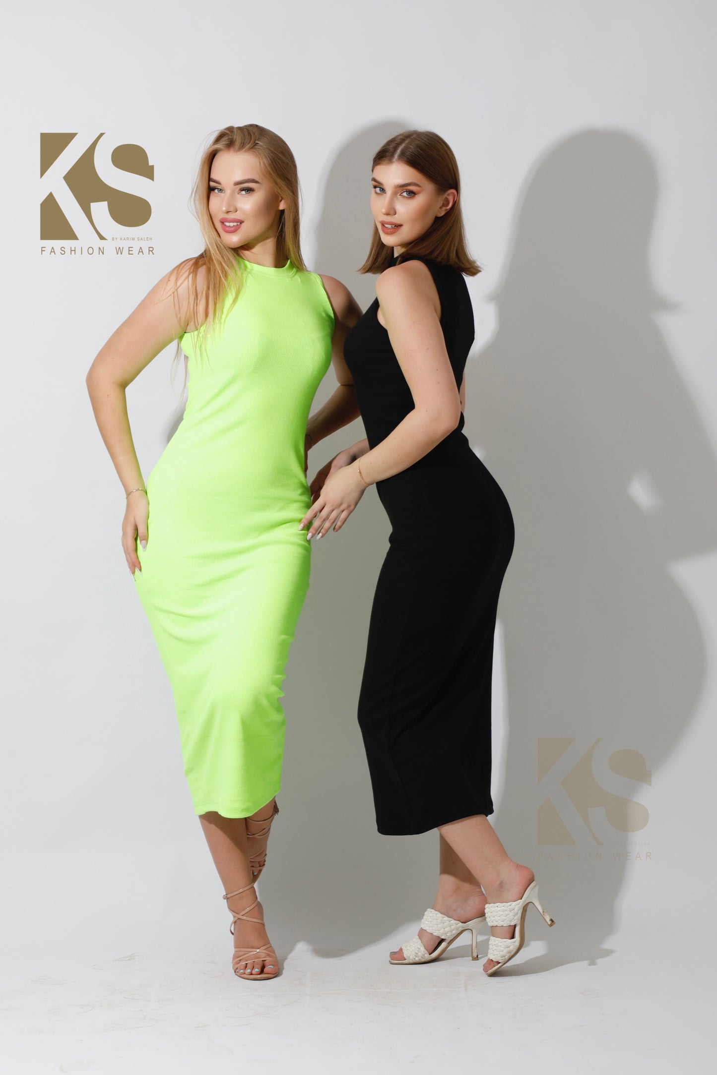 Slinky High Neck Midi Sleeveless Dress - Black
