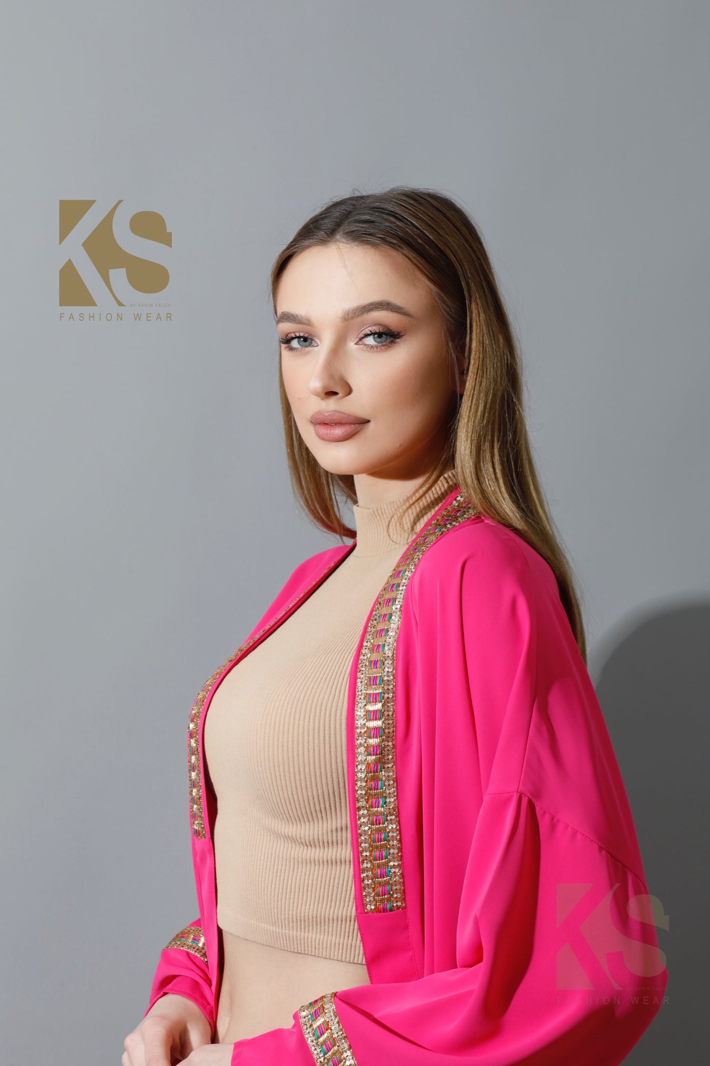 Long CBH Kaftan - Barbie Pink