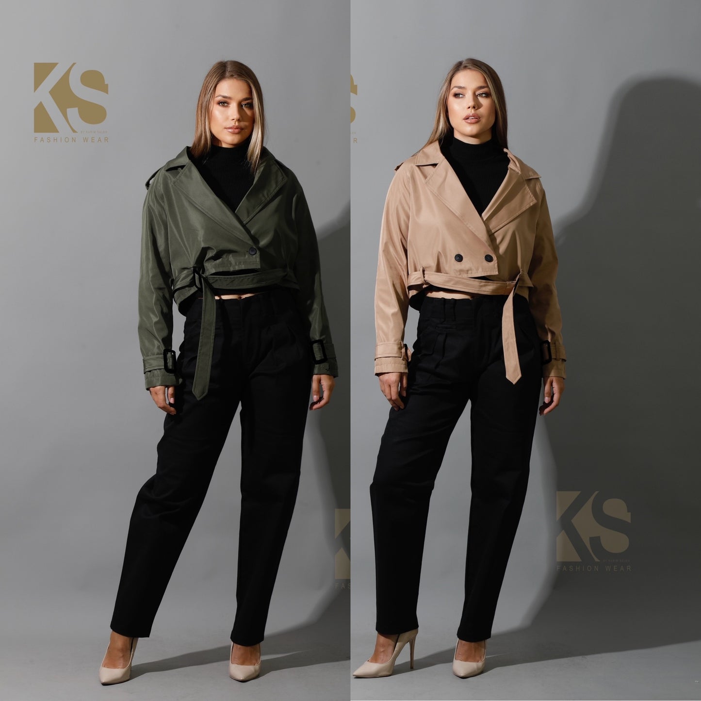 Double Breasted Trench Jacket - Olive