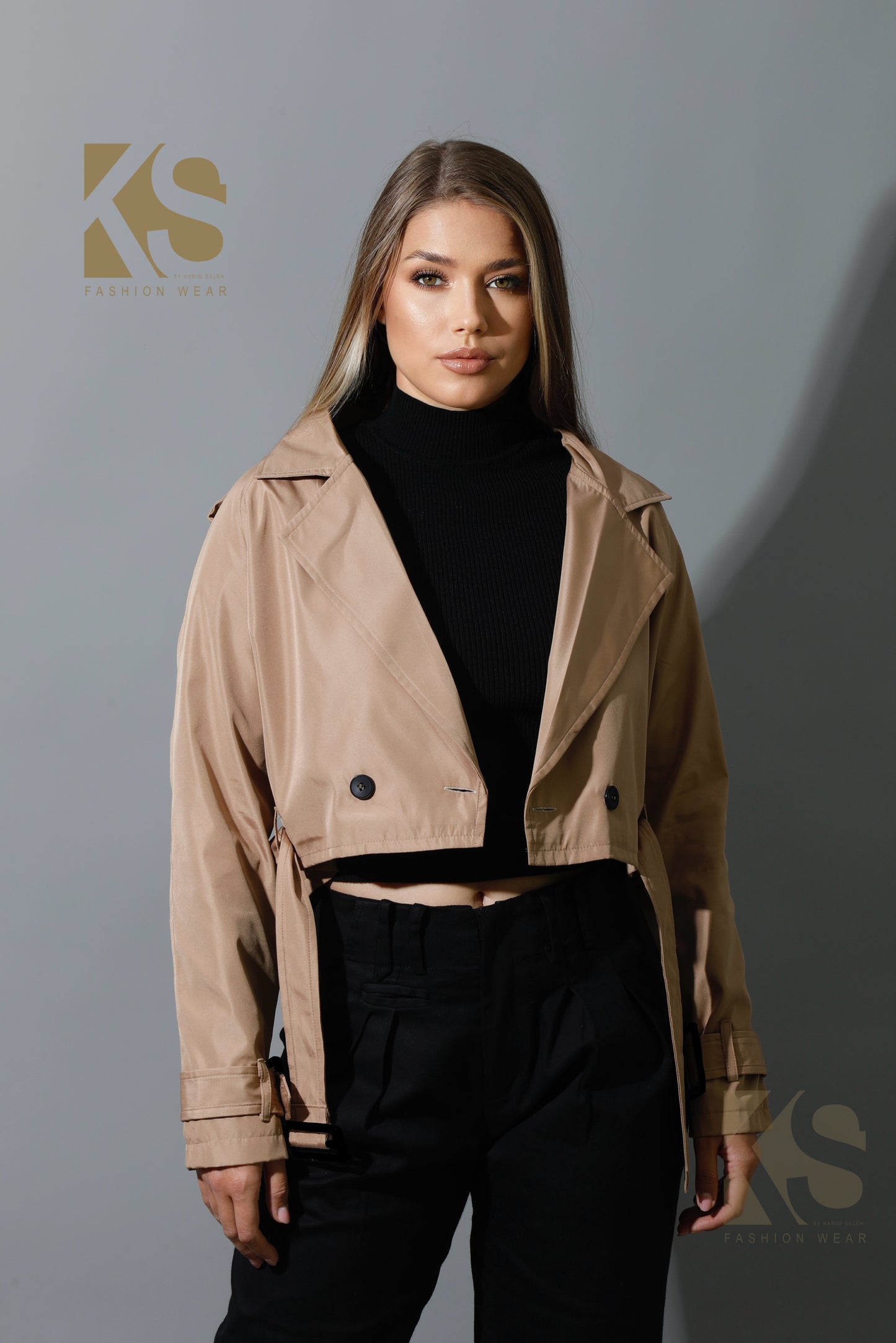 Double Breasted Trench Jacket - Beige