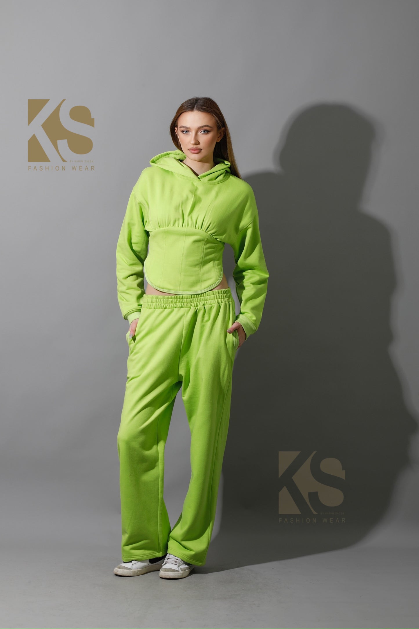 Corset Hoodie Set - Lime Green
