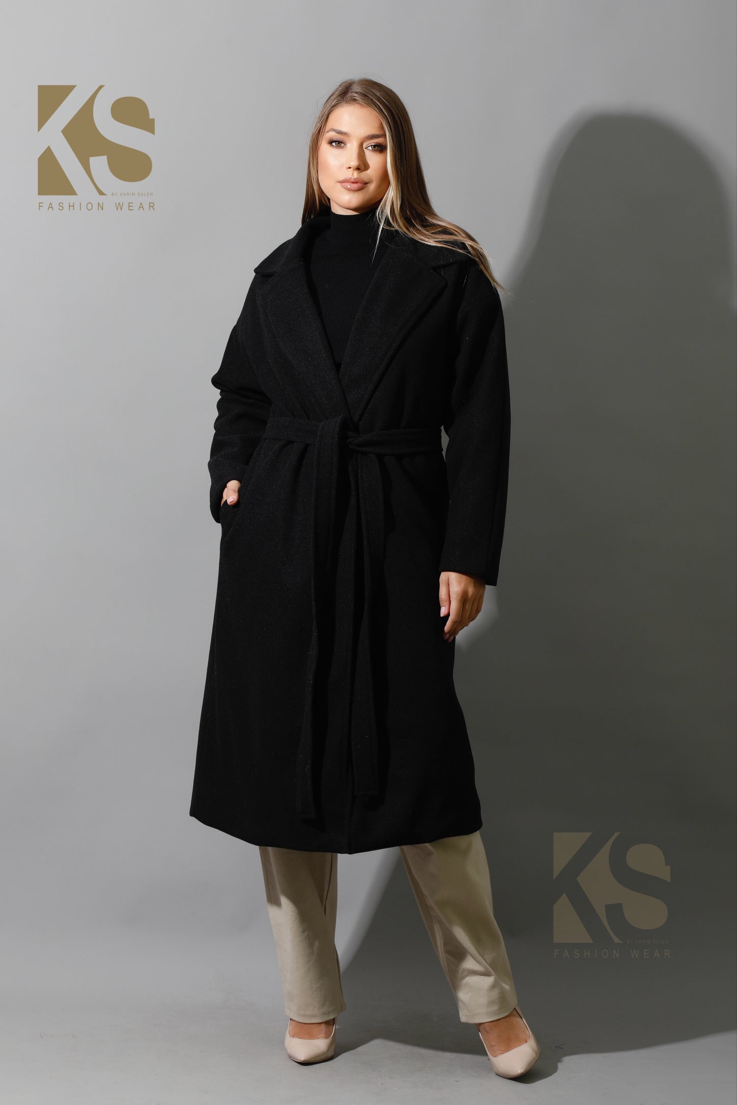 Oversized Wrapped Coat - Black