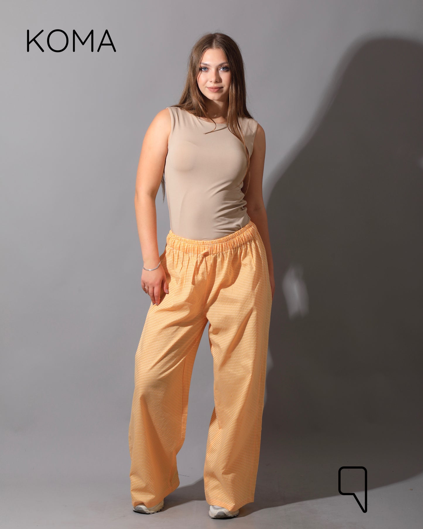 Plaid Straight Leg trousers - Plaid Yellow