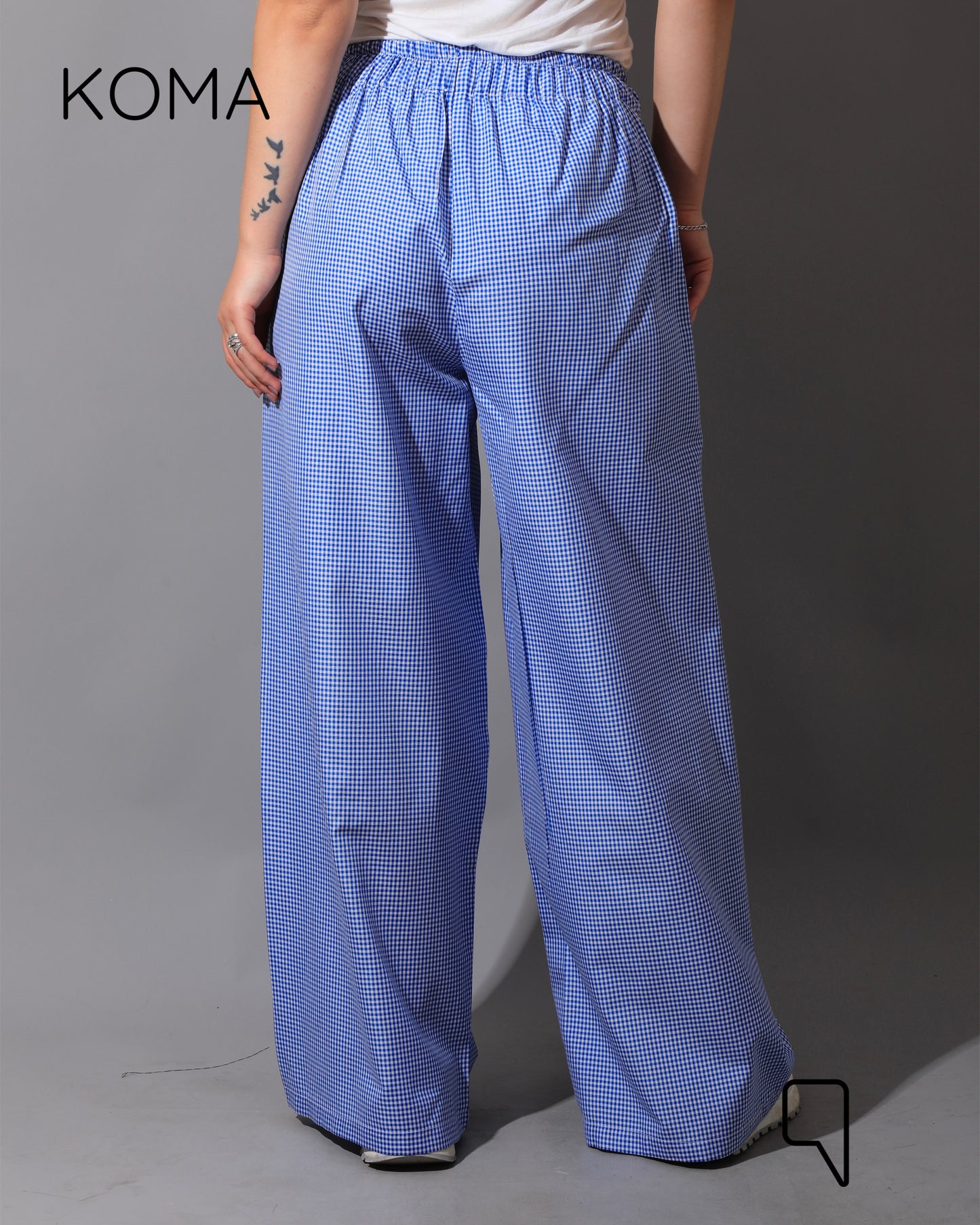 Plaid Straight Leg trousers - Plaid Baby Blue