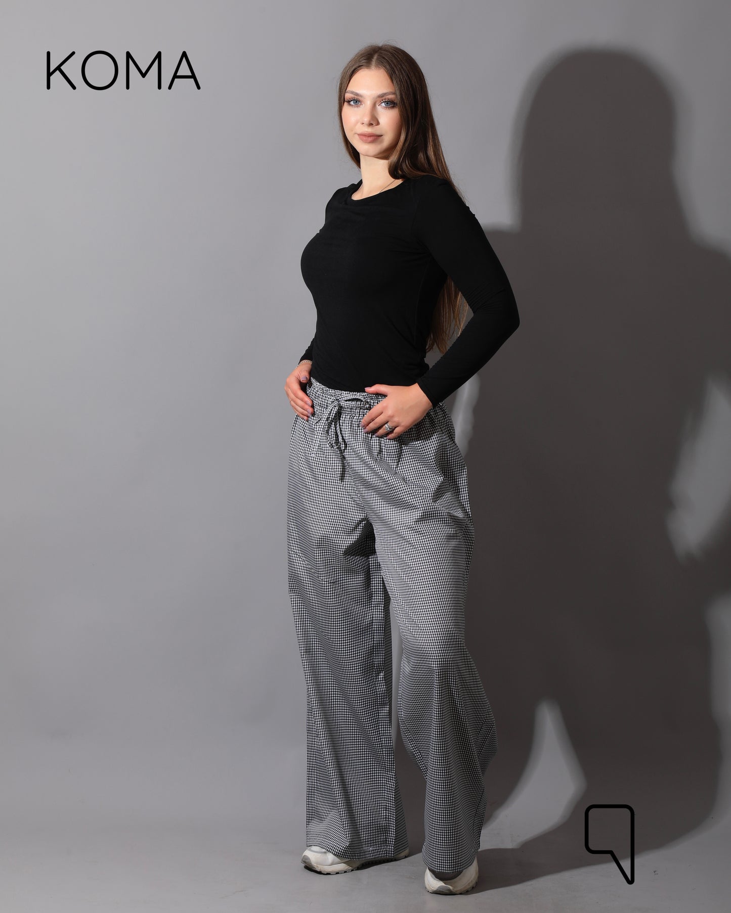 Plaid Straight Leg trousers - Plaid Black