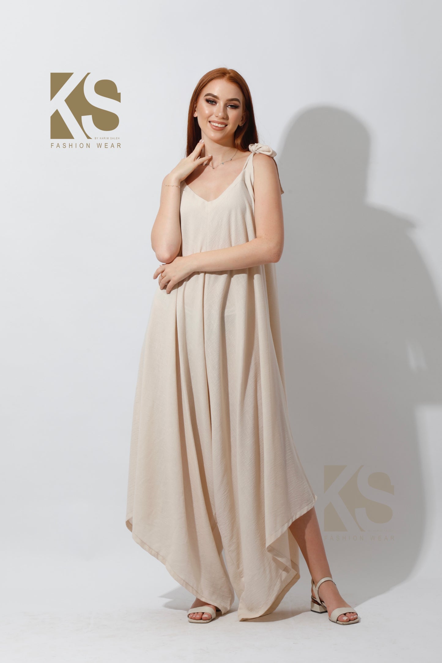 Tied Up Lose Jumpsuit - Beige