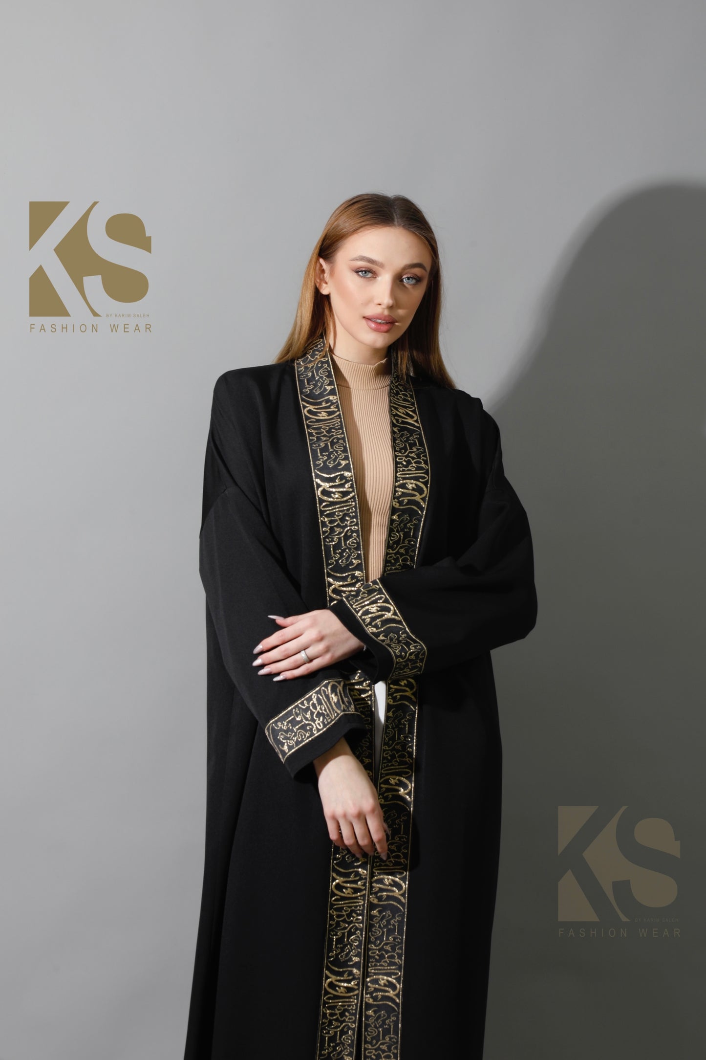 Arabic Long Kaftan - Black & Gold