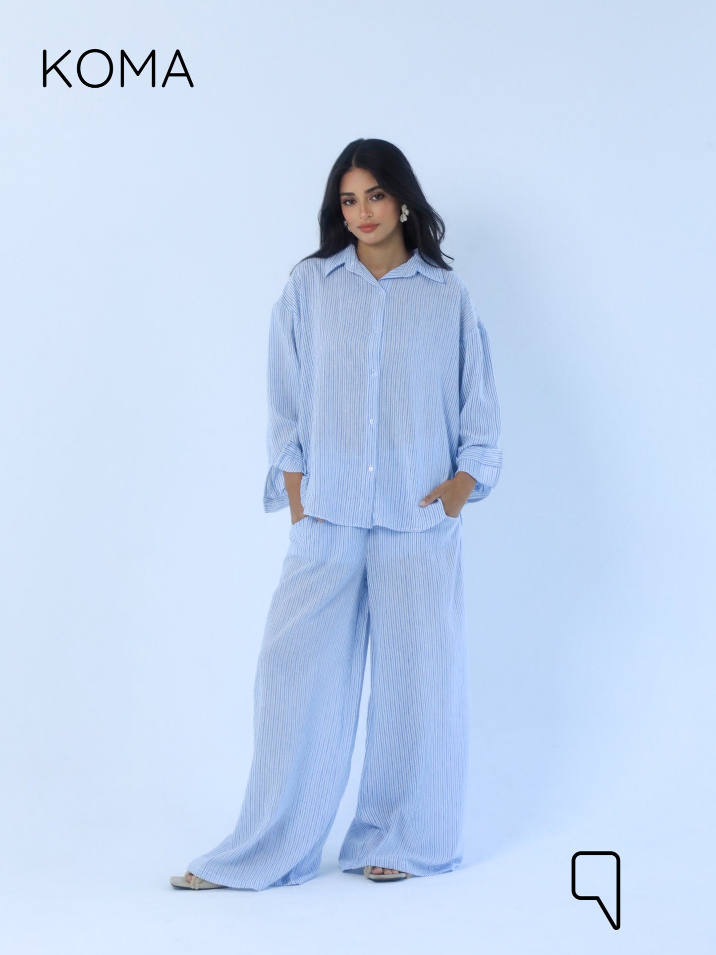 Matilda Long Sleeves Shirt - Striped Blue