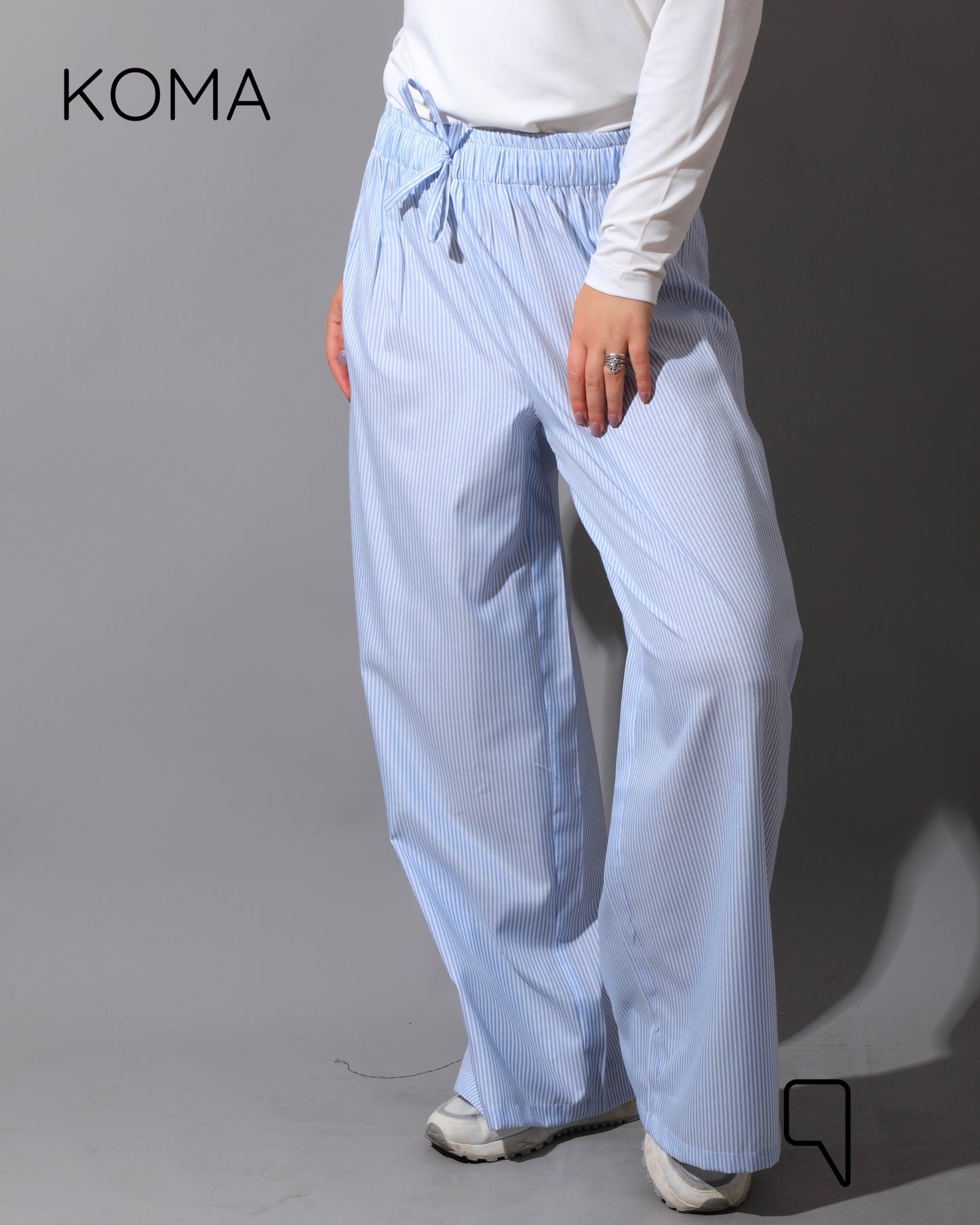 Striped Straight Leg trousers - Striped Baby Blue