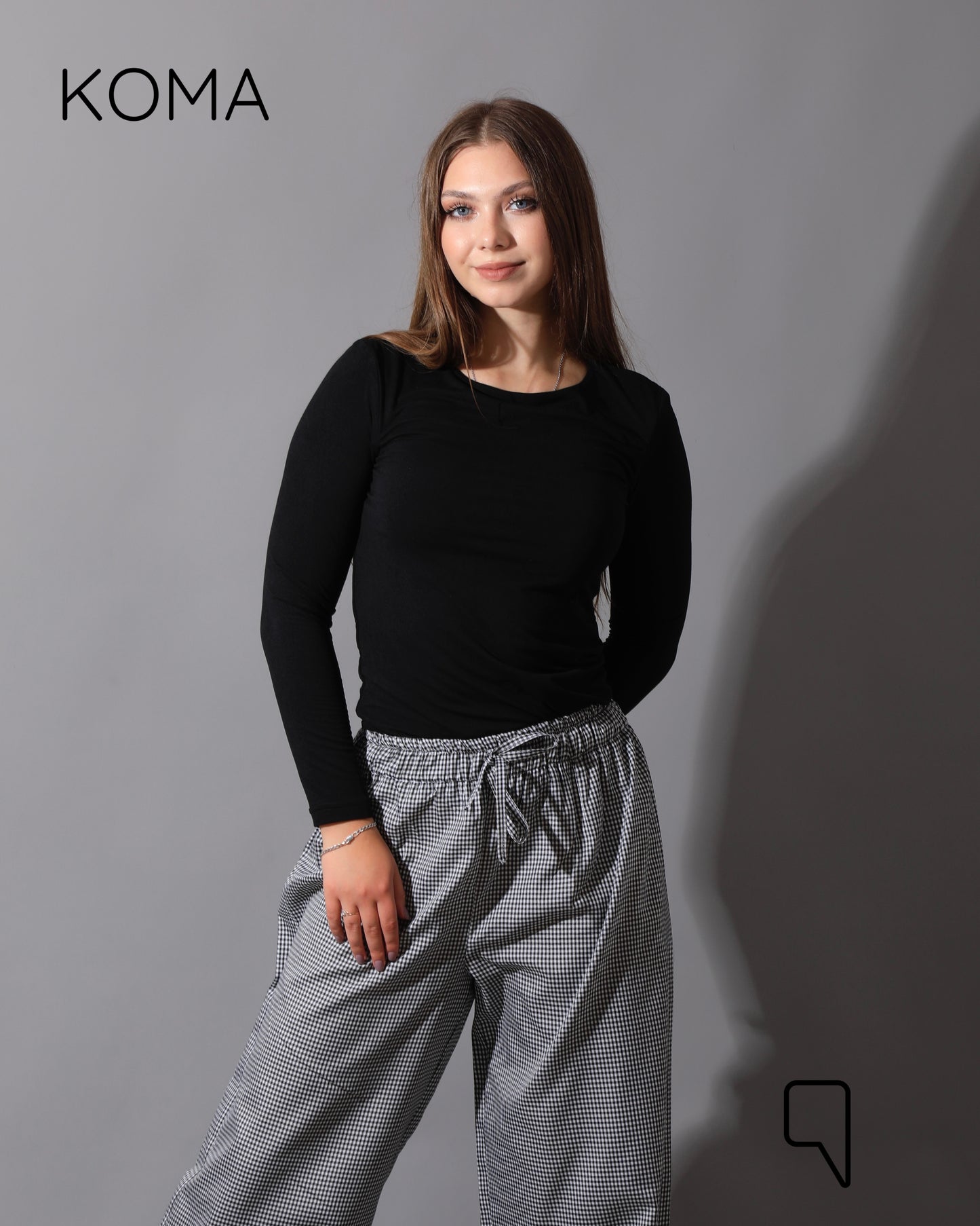 Plaid Straight Leg trousers - Plaid Black