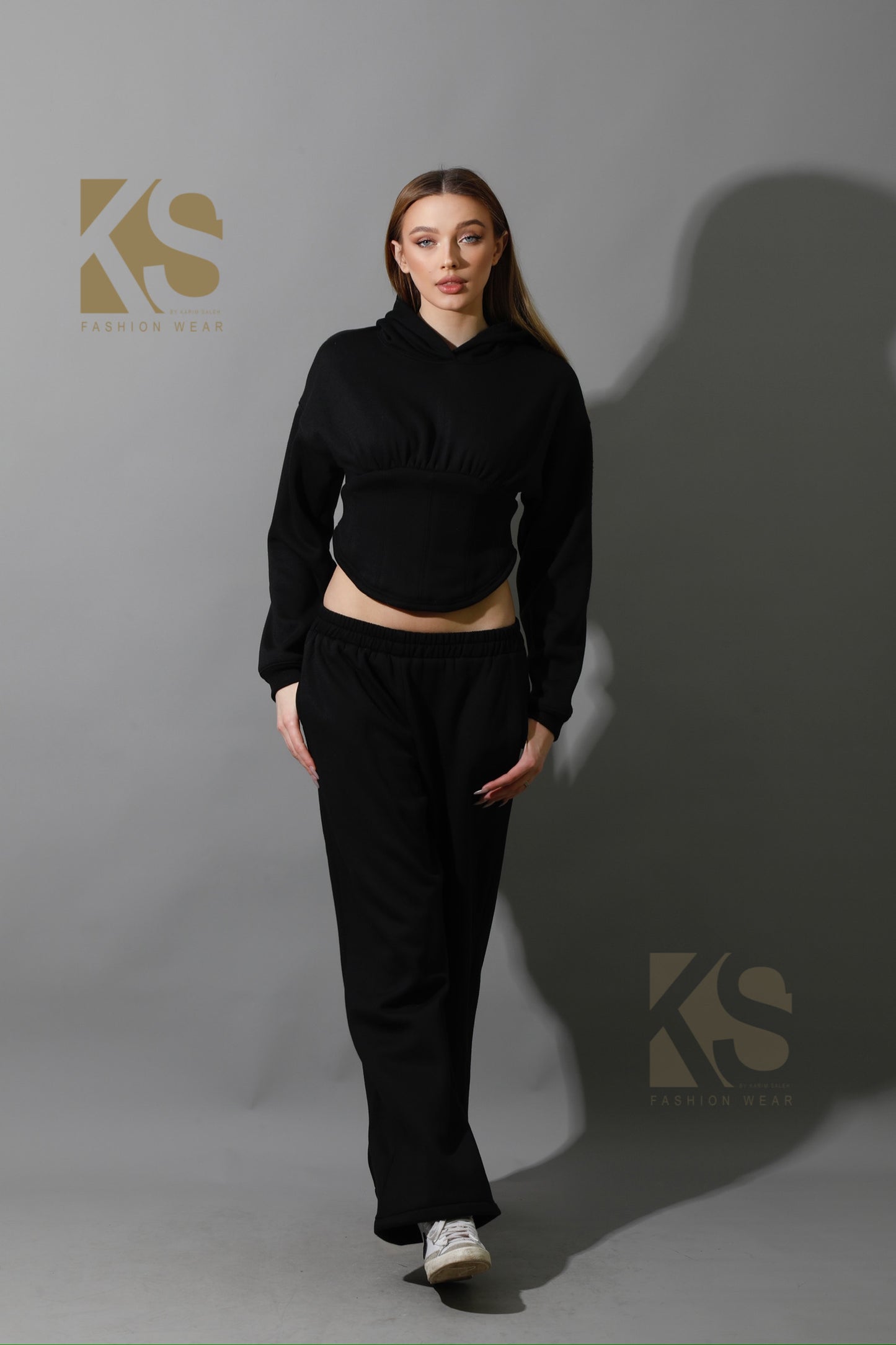 Corset Hoodie Set - Black