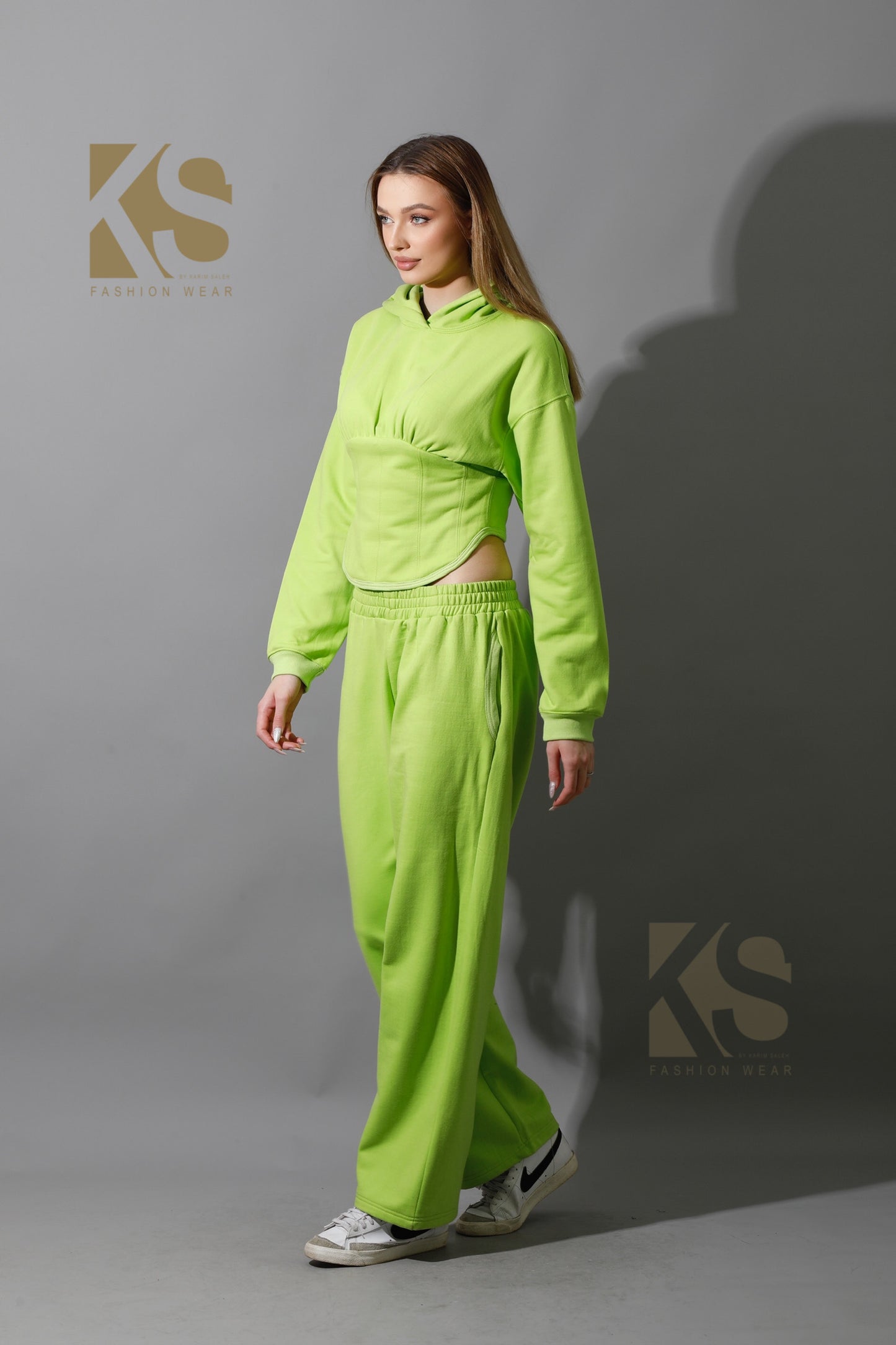 Corset Hoodie Set - Lime Green