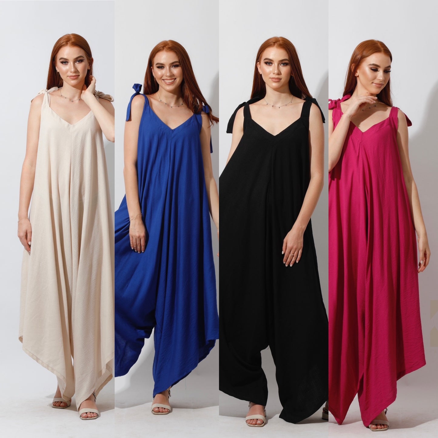 Tied Up Lose Jumpsuit - Barbie Pink