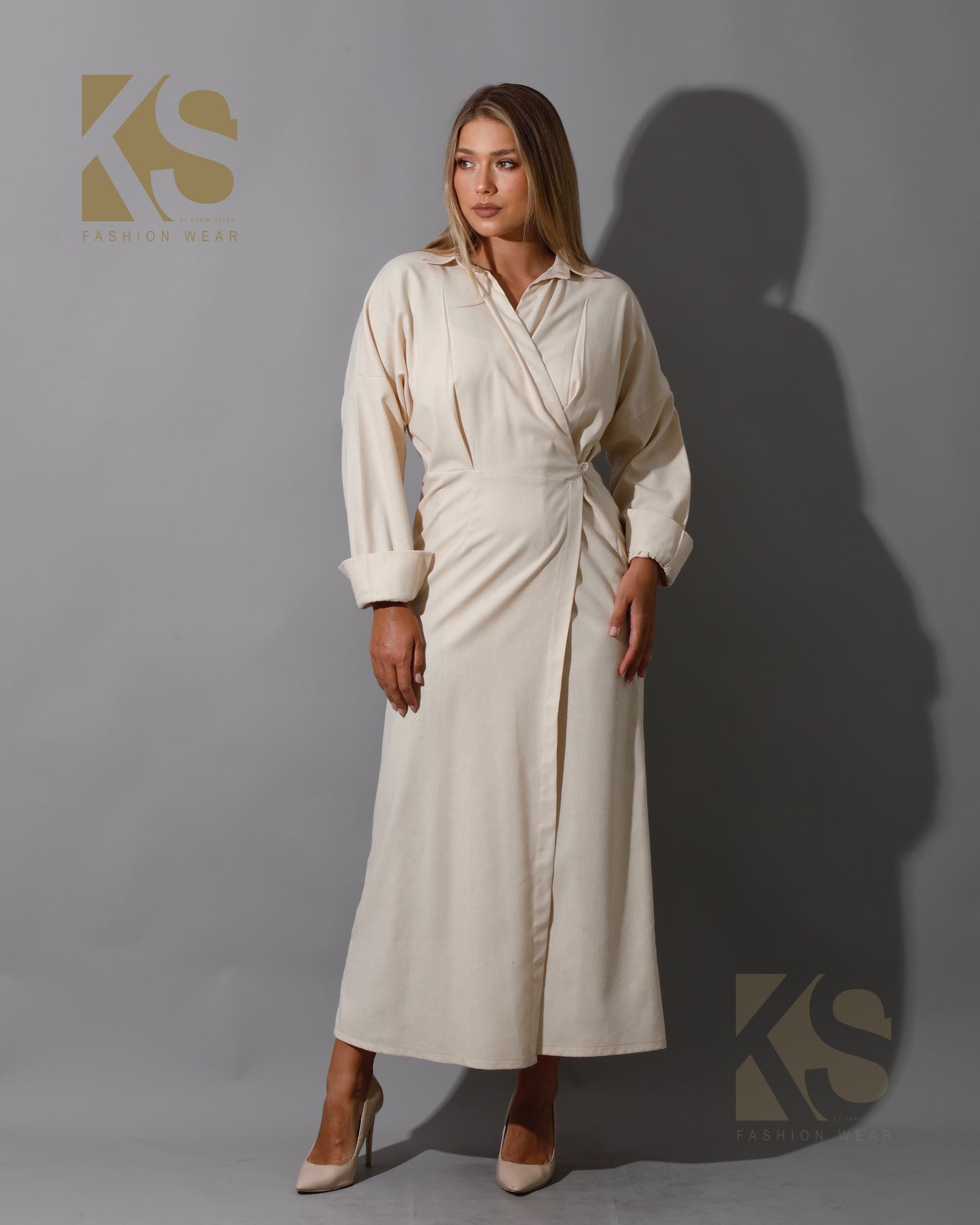 Wrapped Maxi Dress - Beige