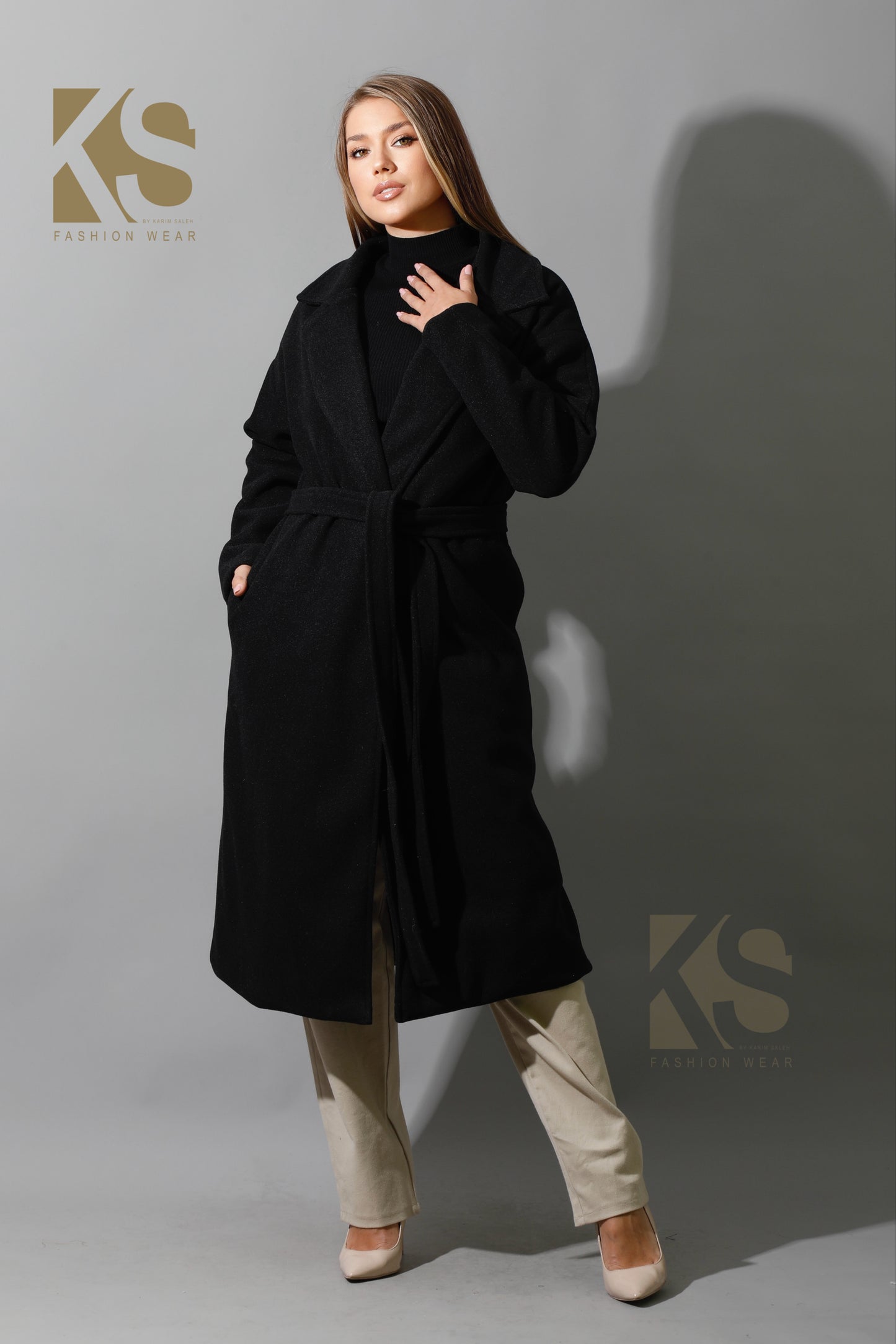 Oversized Wrapped Coat - Black