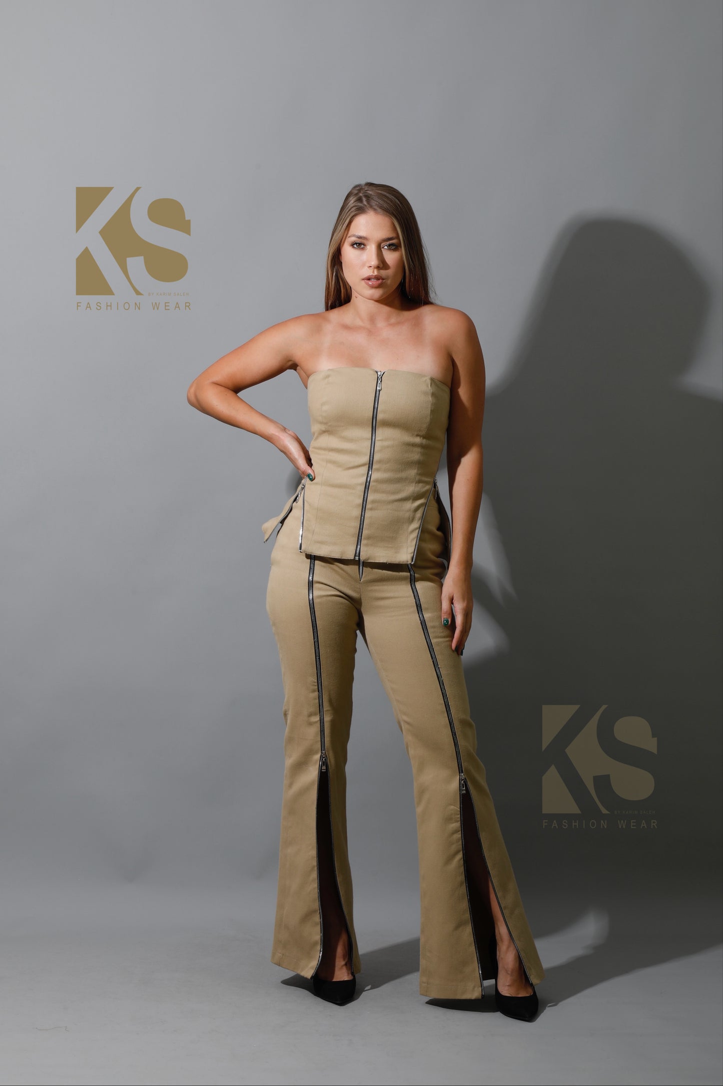 Co-Ord BootCut Pants - Beig