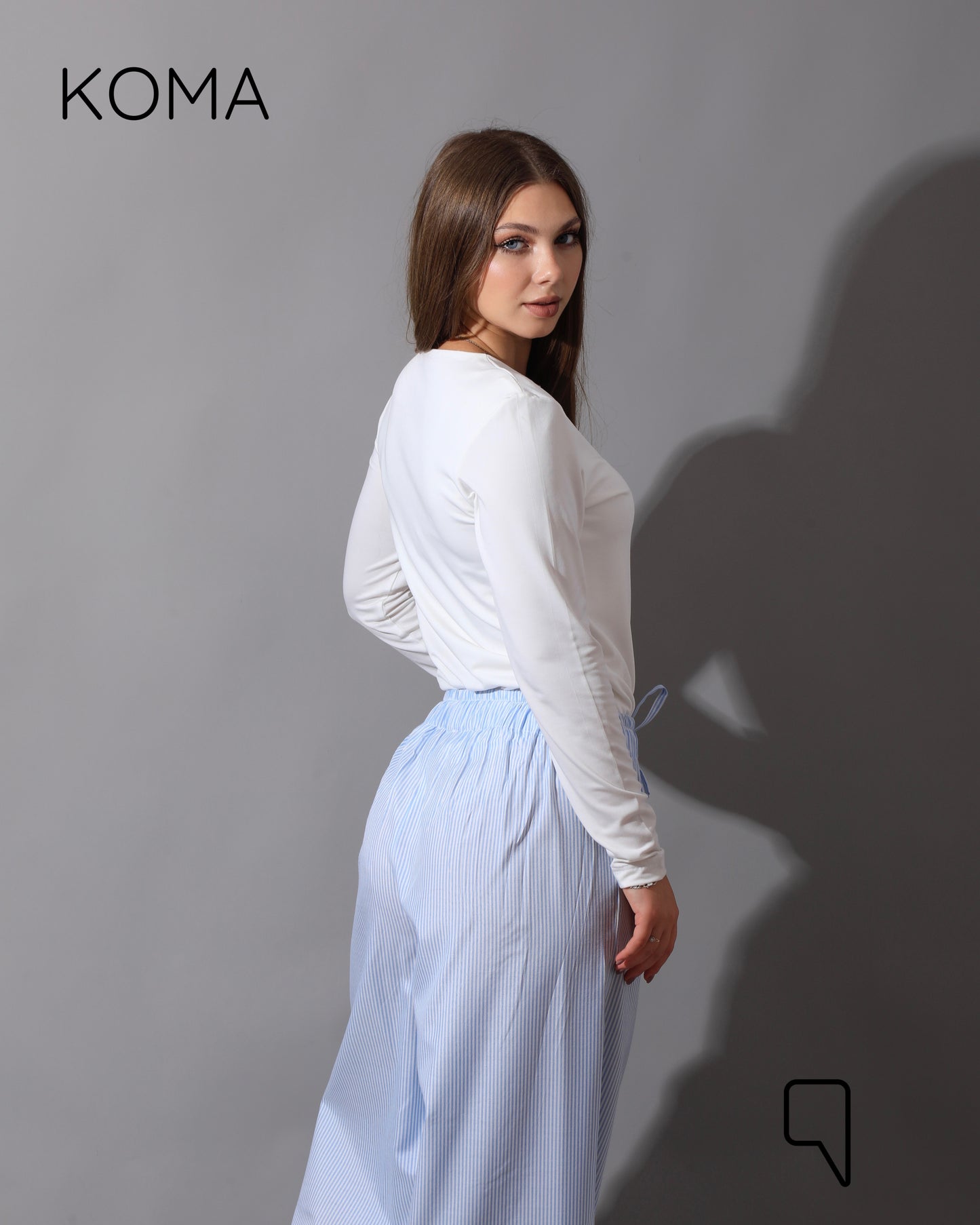 Striped Straight Leg trousers - Striped Baby Blue