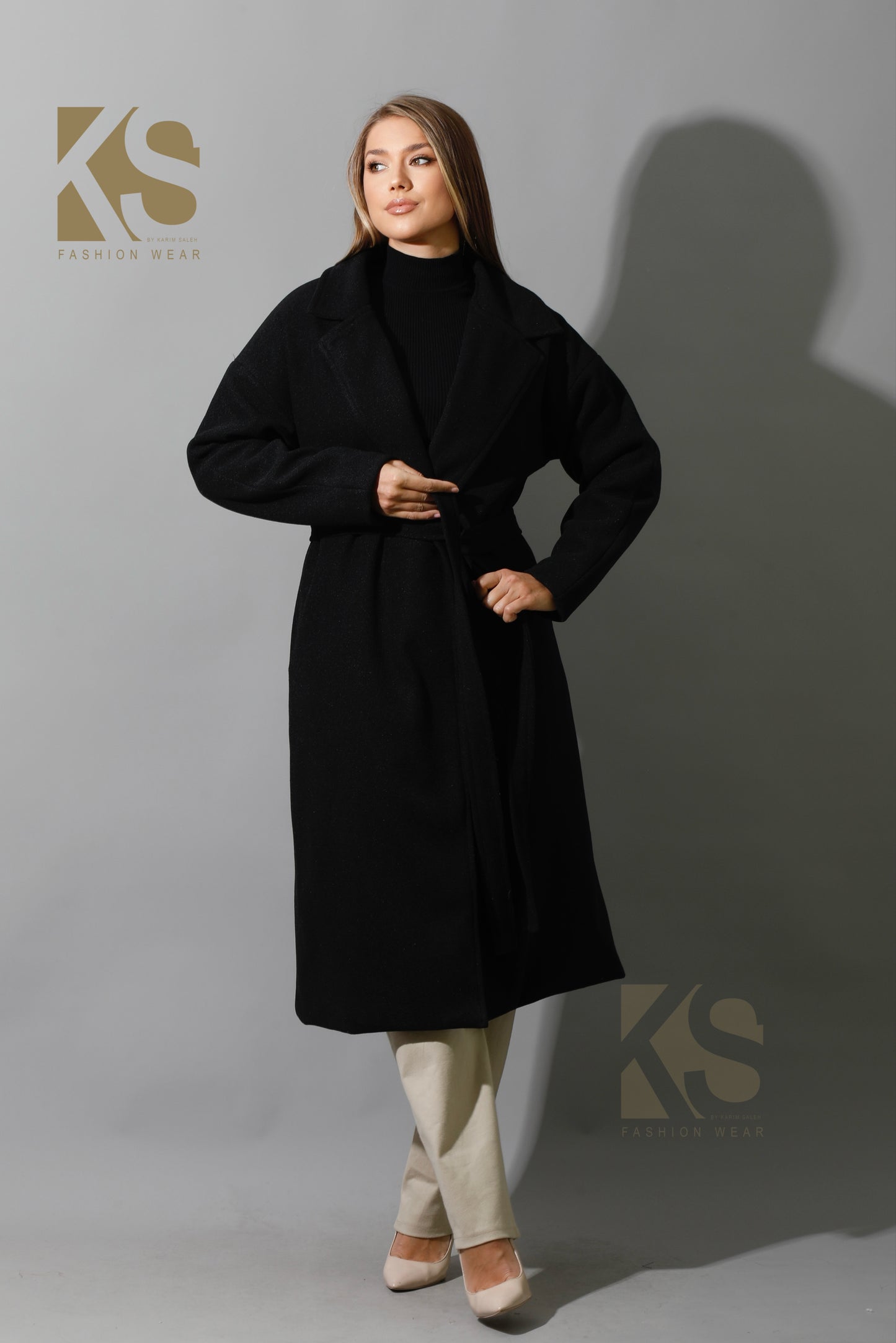 Oversized Wrapped Coat - Black
