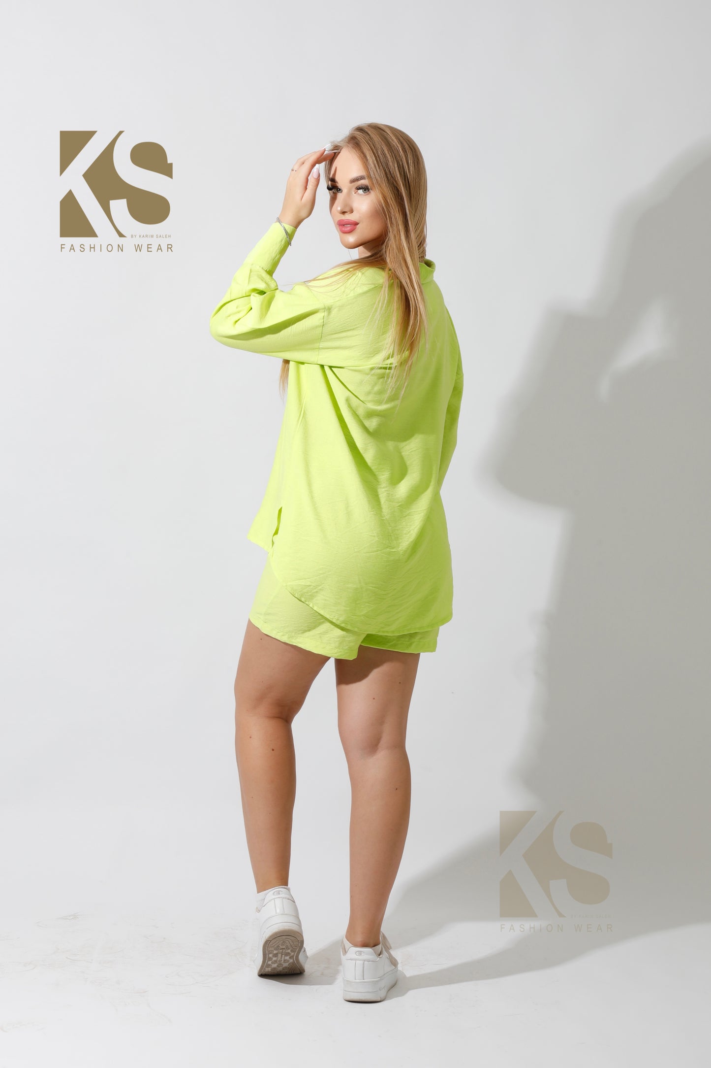 Lose Fit Shirt & Shorts Set - Lime Green