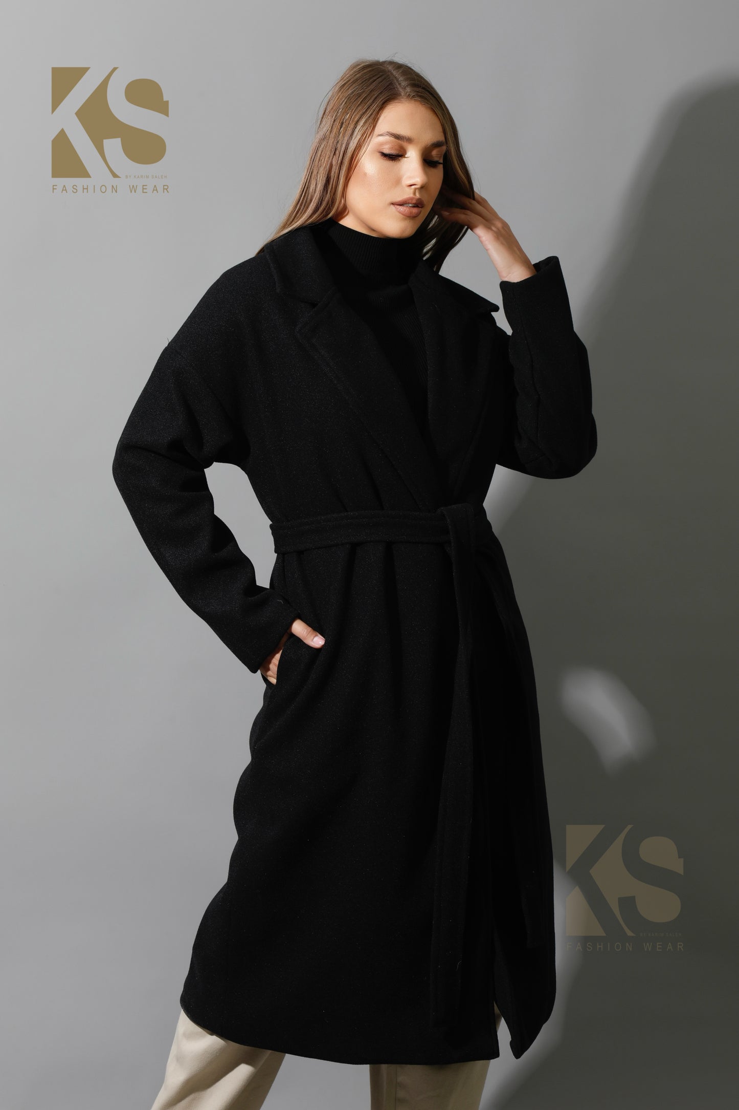 Oversized Wrapped Coat - Black