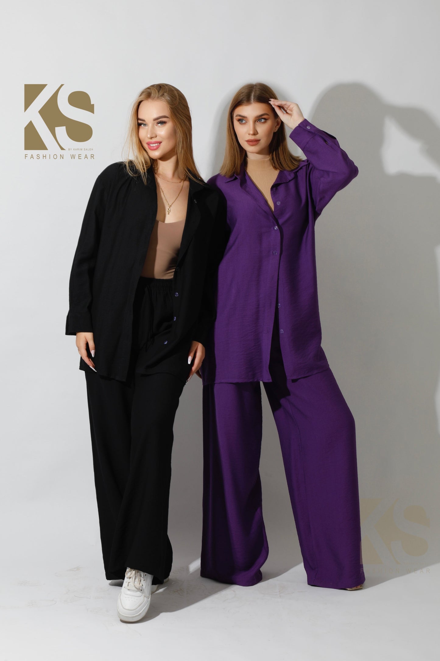 Co-Ord Wide Leg Trousers - Purple