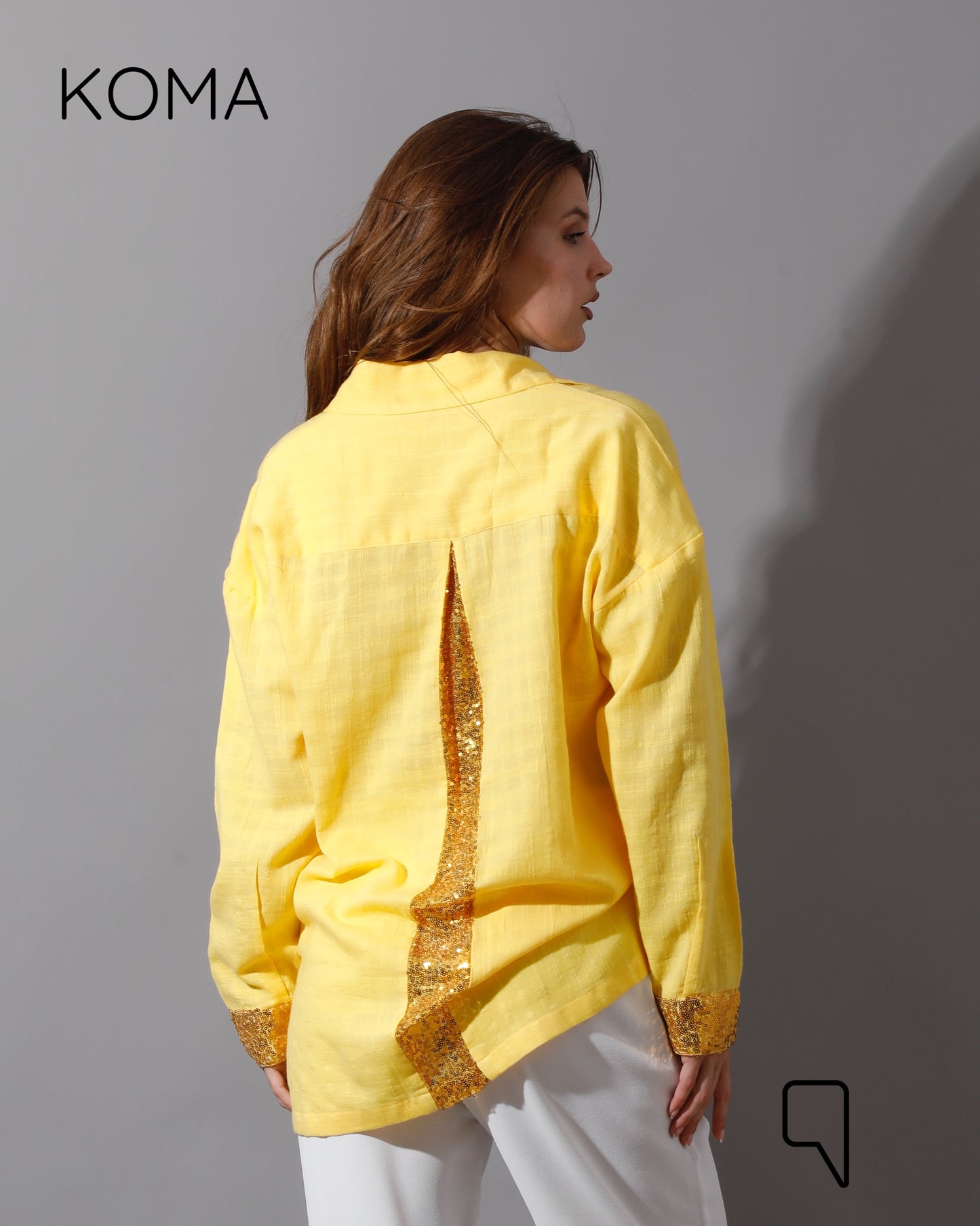 Glitter Long Sleeves Shirt - Yellow