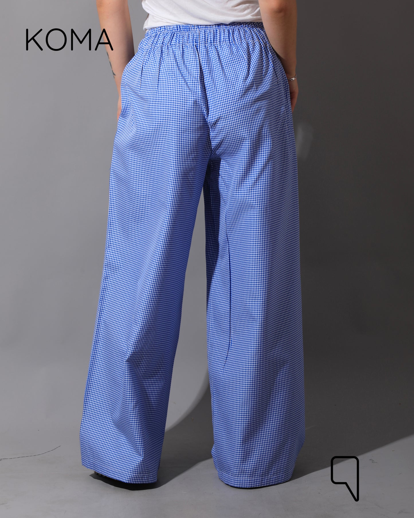 Plaid Straight Leg trousers - Plaid Baby Blue