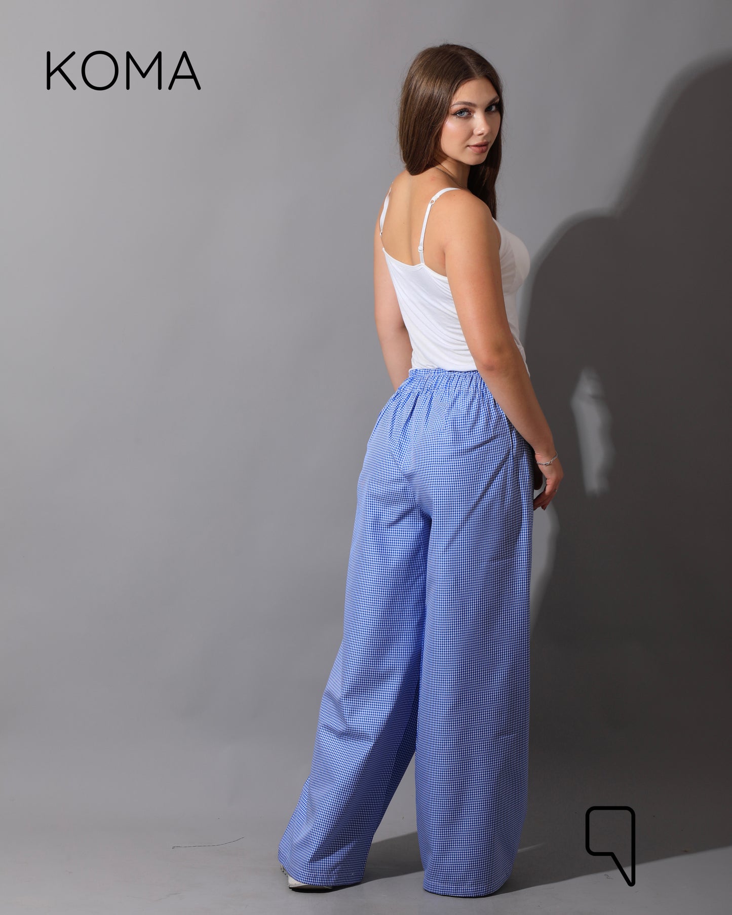 Plaid Straight Leg trousers - Plaid Baby Blue