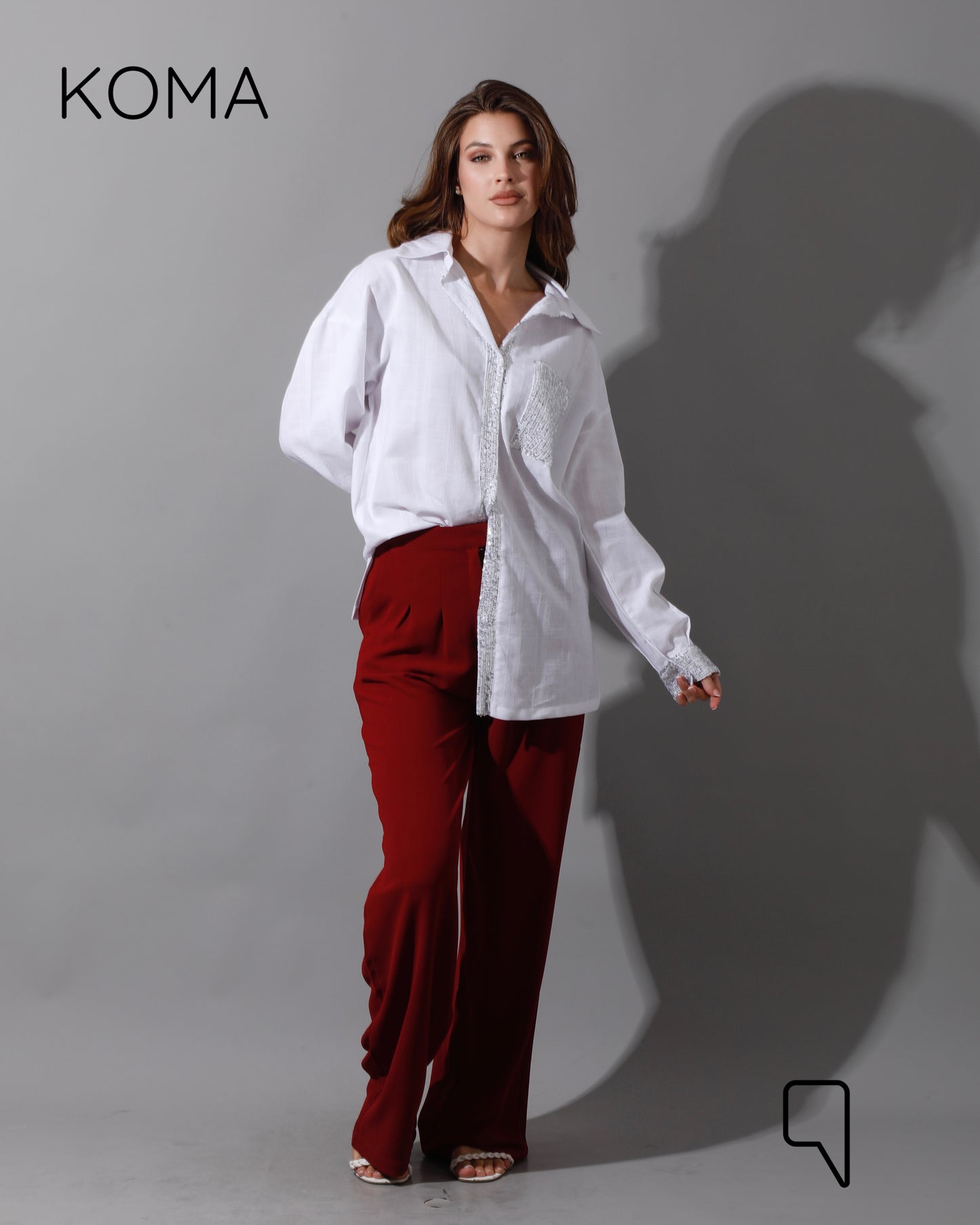 Glitter Long Sleeves Shirt - White