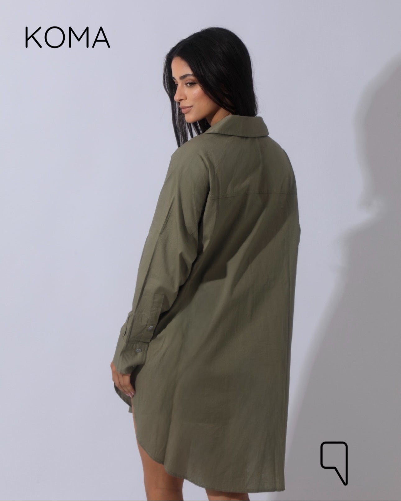Oversized Shirt Dress - Olive