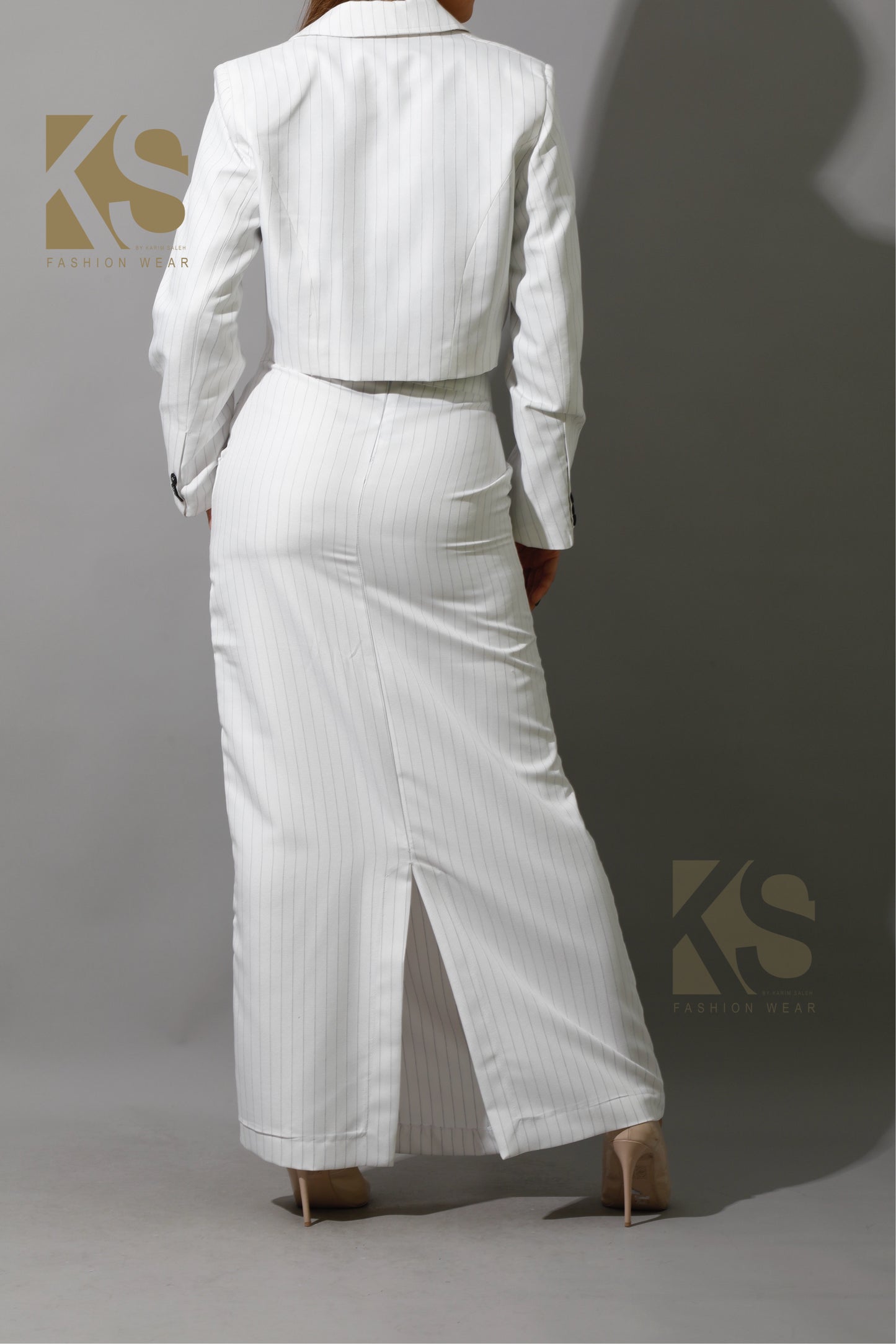 Striped Maxi Skirt Co-Ord - White