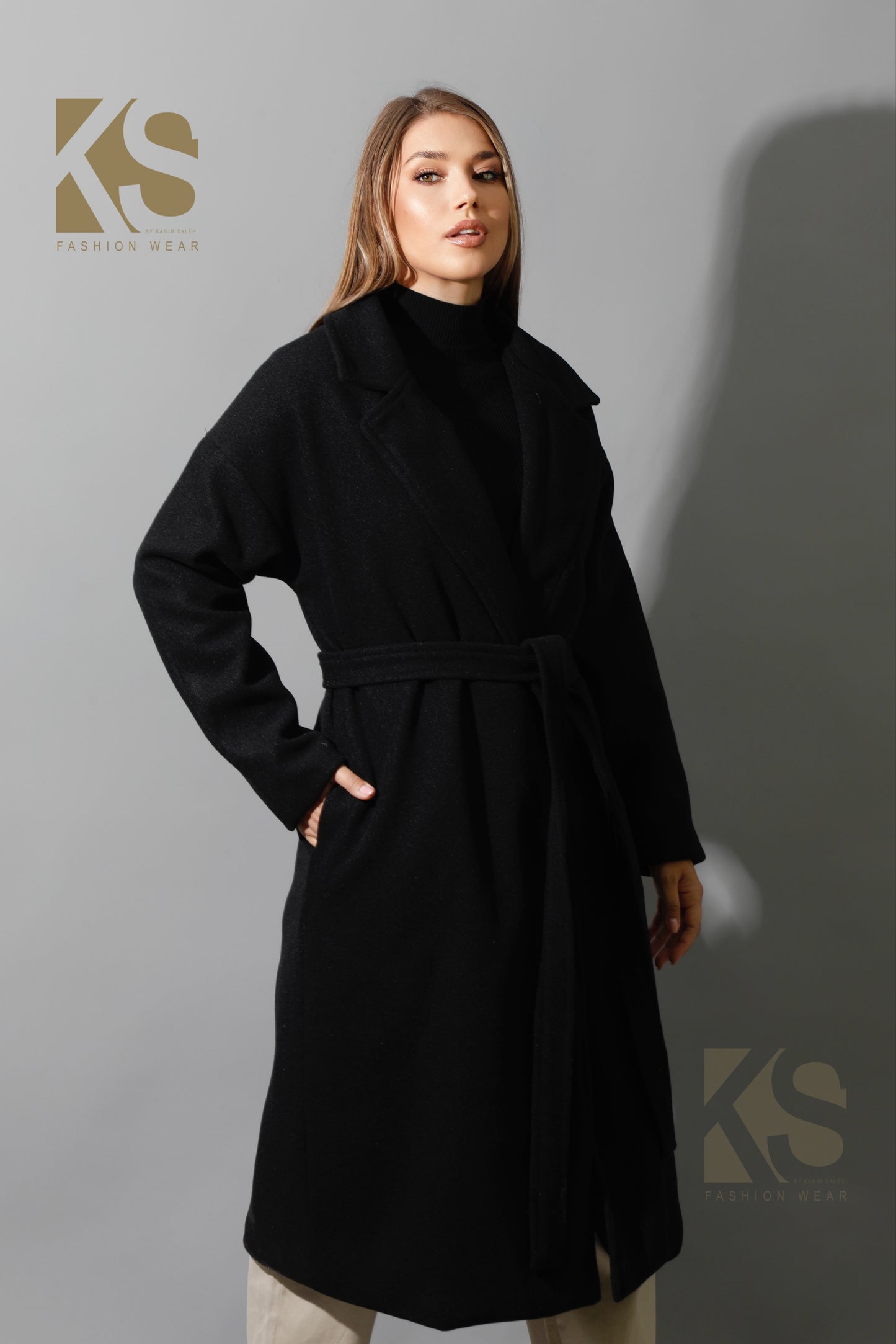 Oversized Wrapped Coat - Black
