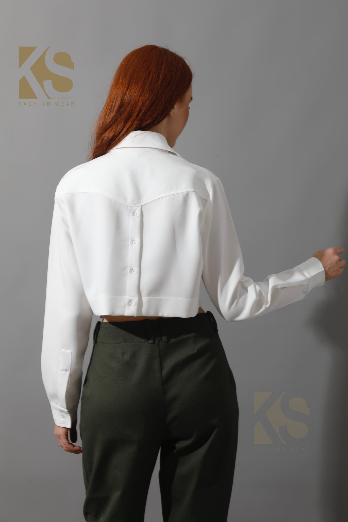 Pockets Cropped Shirt - White