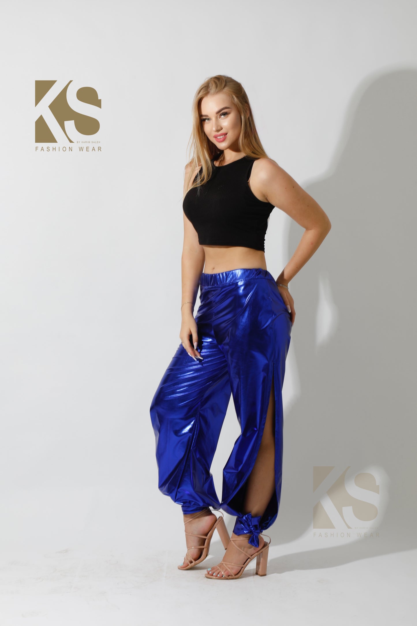 Side Slit Trousers - Electric Blue