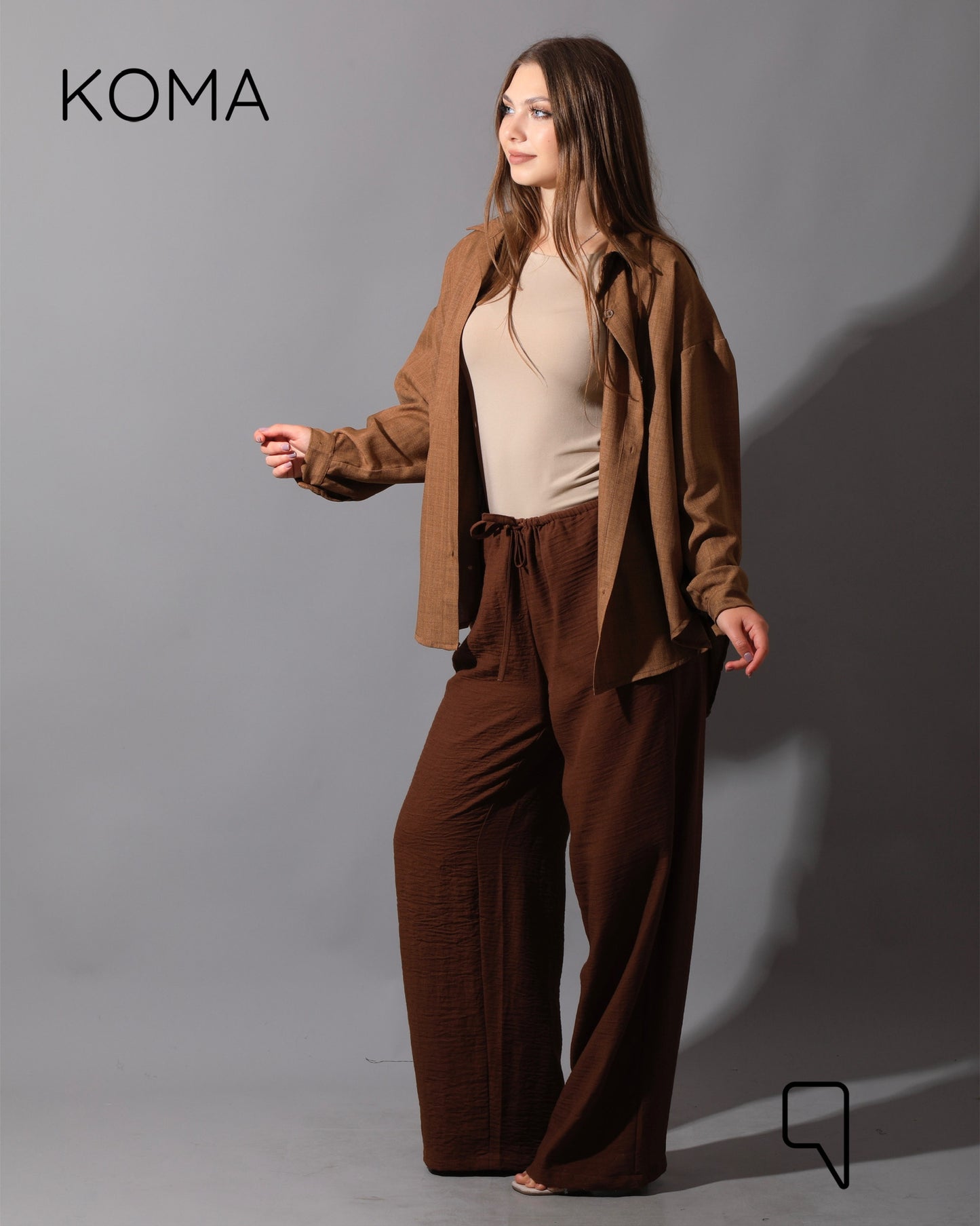 Textured Long Sleeves Shirt - Brown