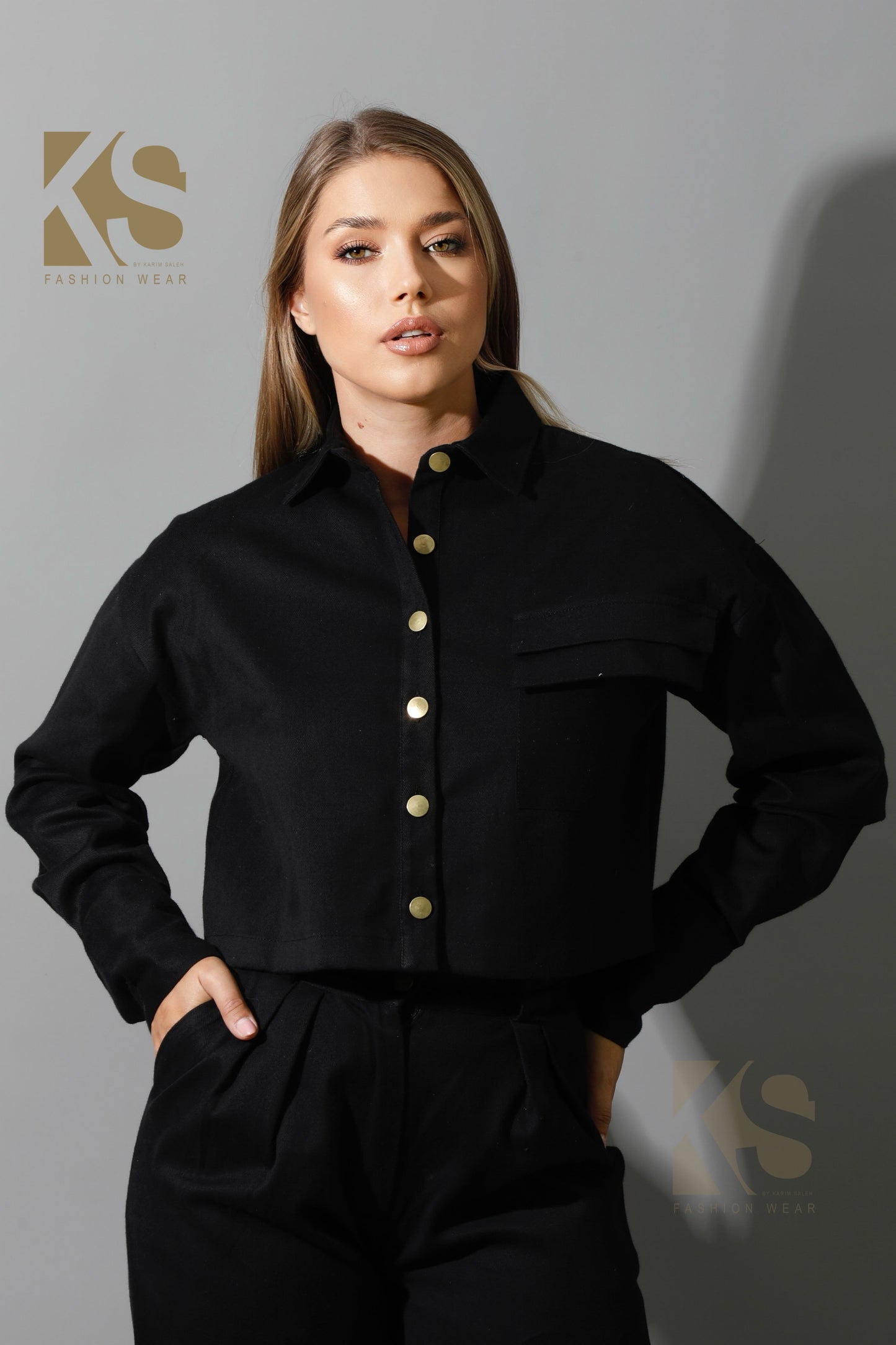 Co-ord Cropped Shirt - Black