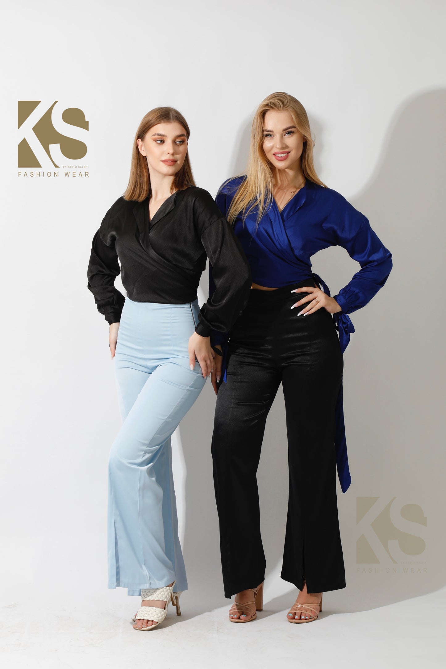 Wrap Tie Blouse - Electric Blue