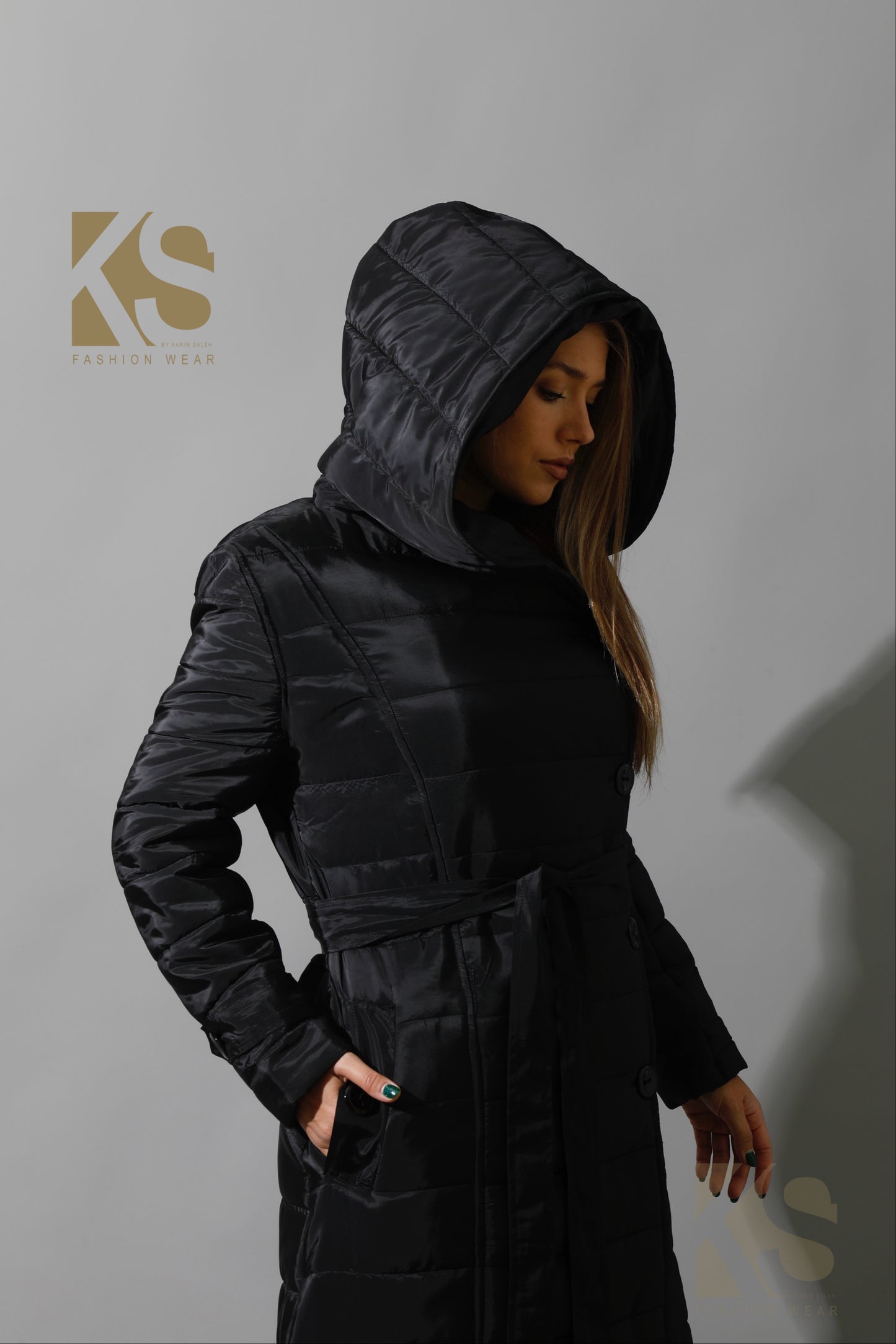 Waterproof Puffer Long Coat - Black