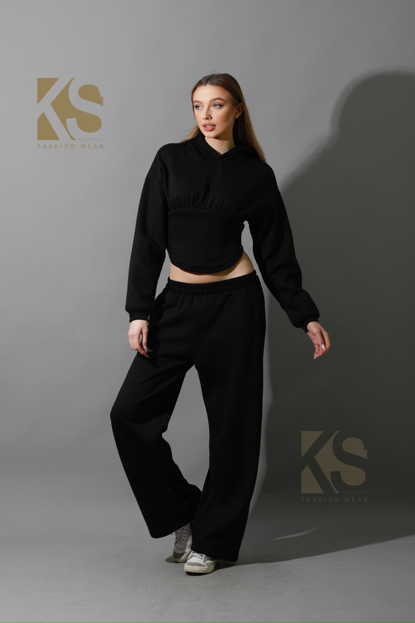 Corset Hoodie Set - Black